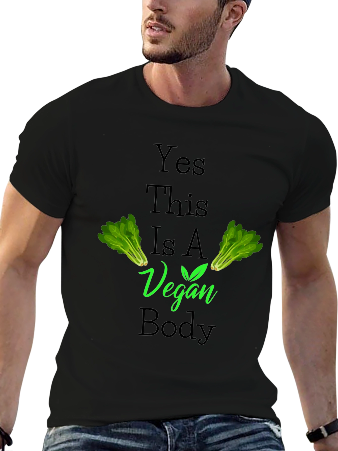 Black Vegan Body T-Shirt - Plant Powered Lifestyle Apparel view 6