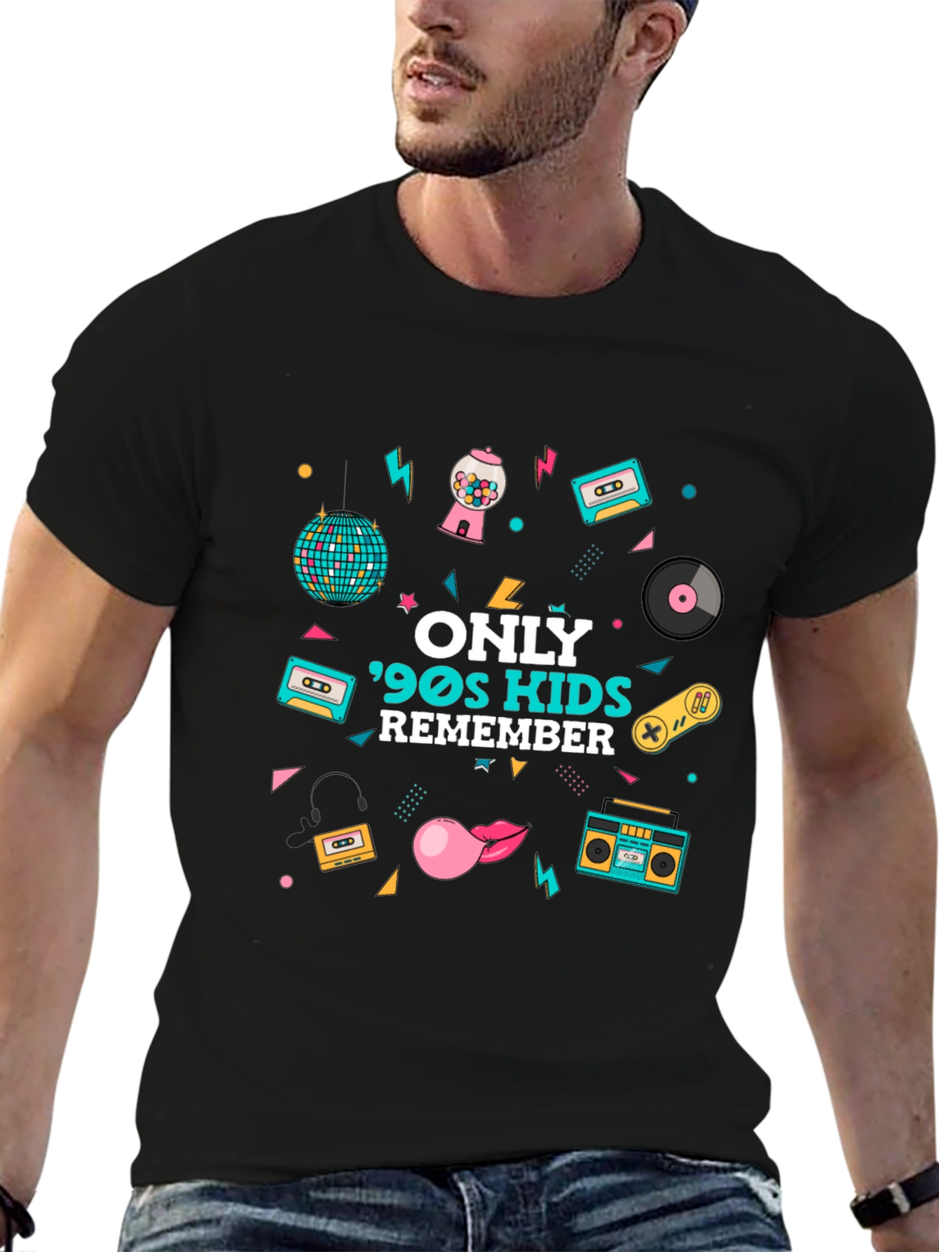 Black 90s Kids Remember Graphic T-Shirt view 6