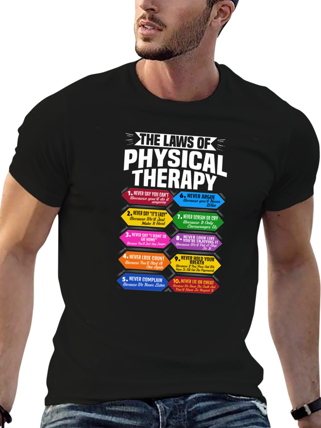 Black Physical Therapy Laws T-Shirt Funny PT Gift view 6