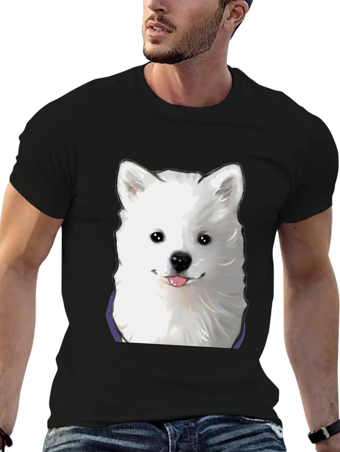 Black Cute Dog Graphic Black T-Shirt view 6