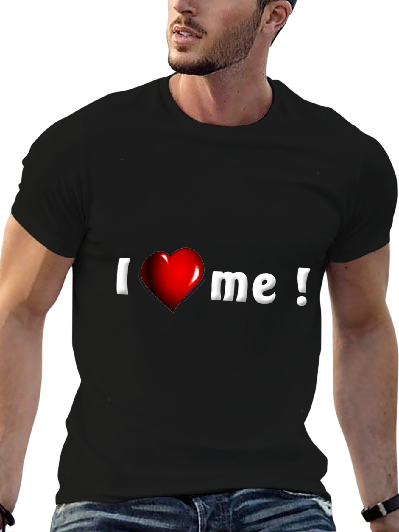 Black I Heart Me Graphic Tee - Black Cotton Blend view 6