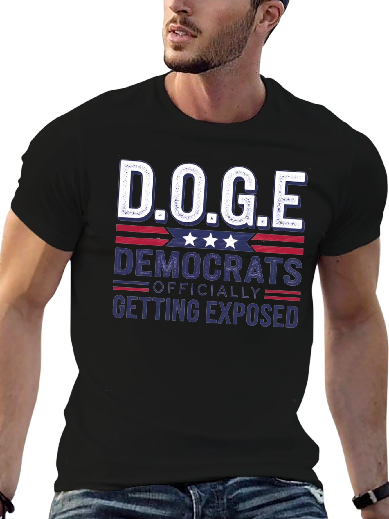 Black D.O.G.E. Democrats Exposed T-Shirt view 6