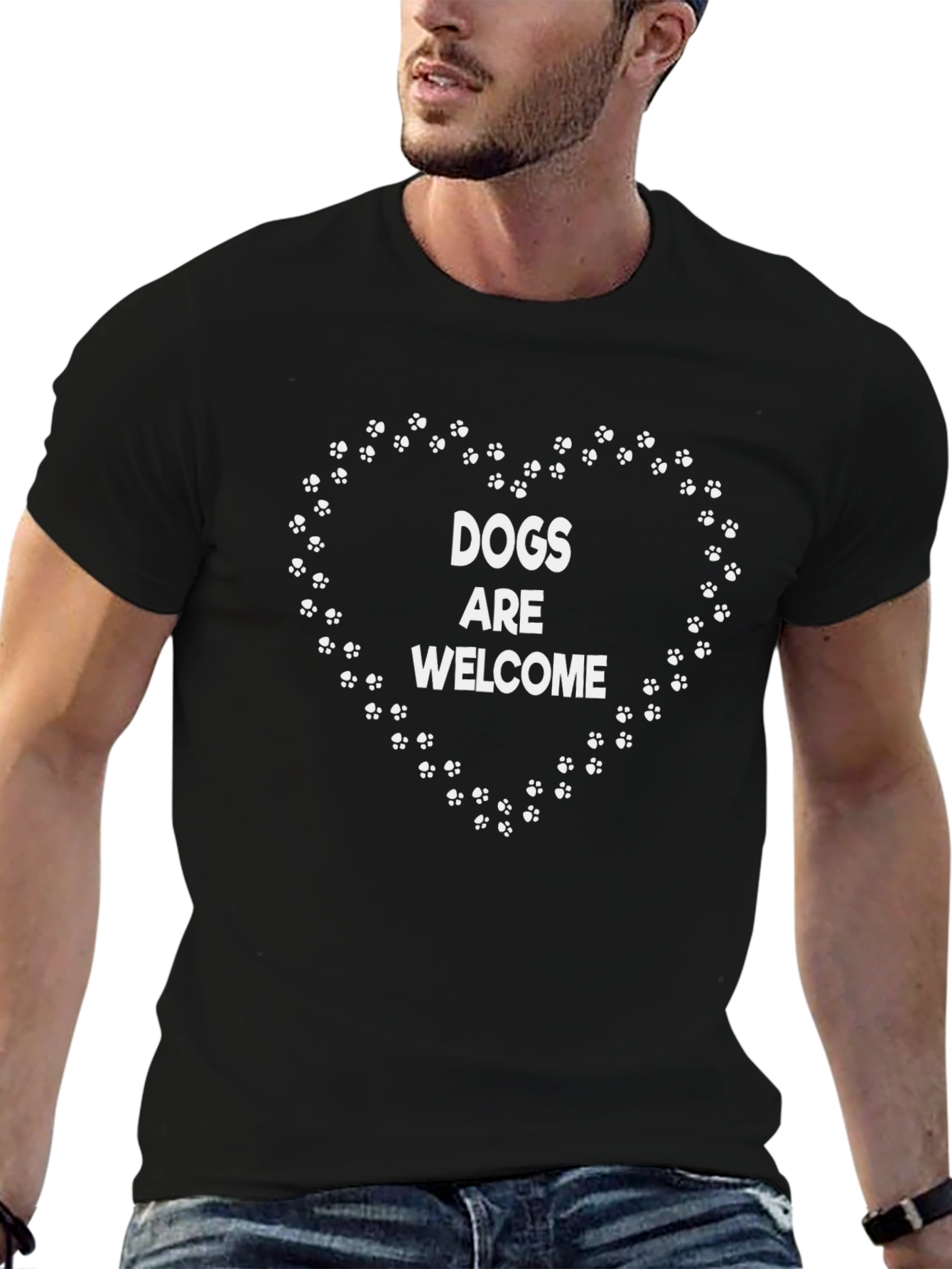 Dogs Welcome Heart Paw Print Tee - 6