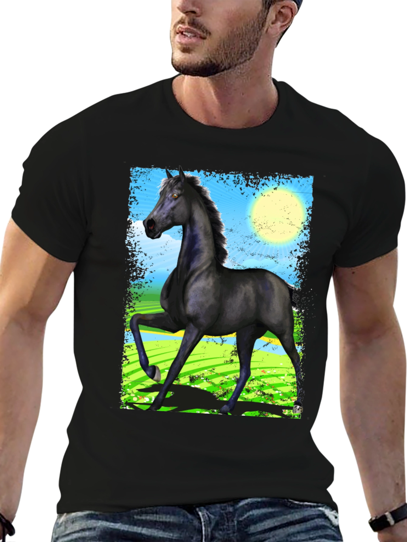 Black Black Horse Graphic Tee - Men's Fashion view 6