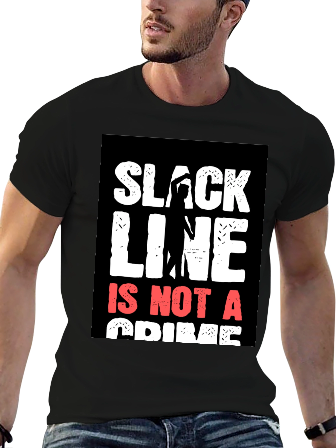 Black Slackline Is Not A Crime T-Shirt view 6