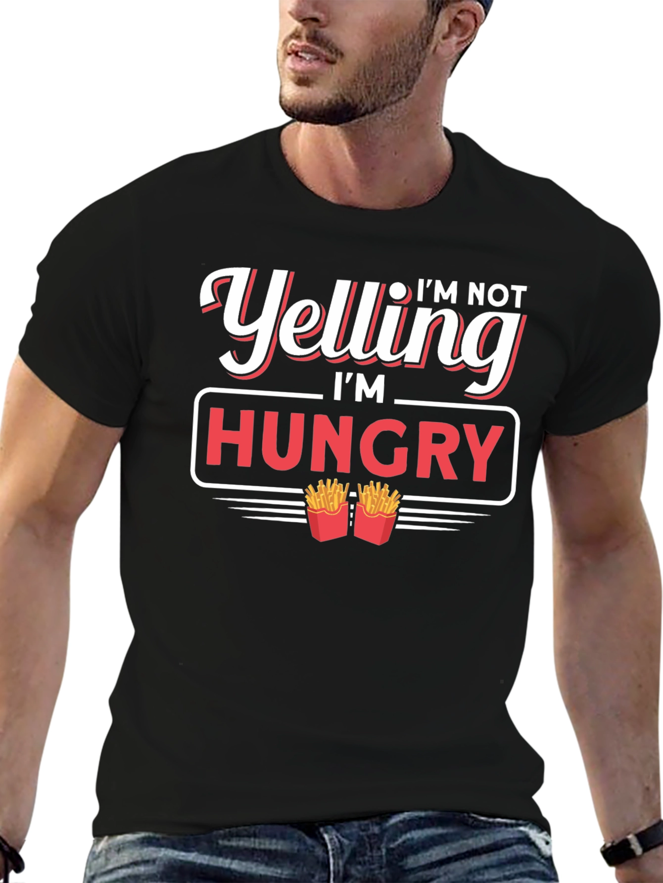 Black I'm Not Yelling I'm Hungry T-Shirt view 6