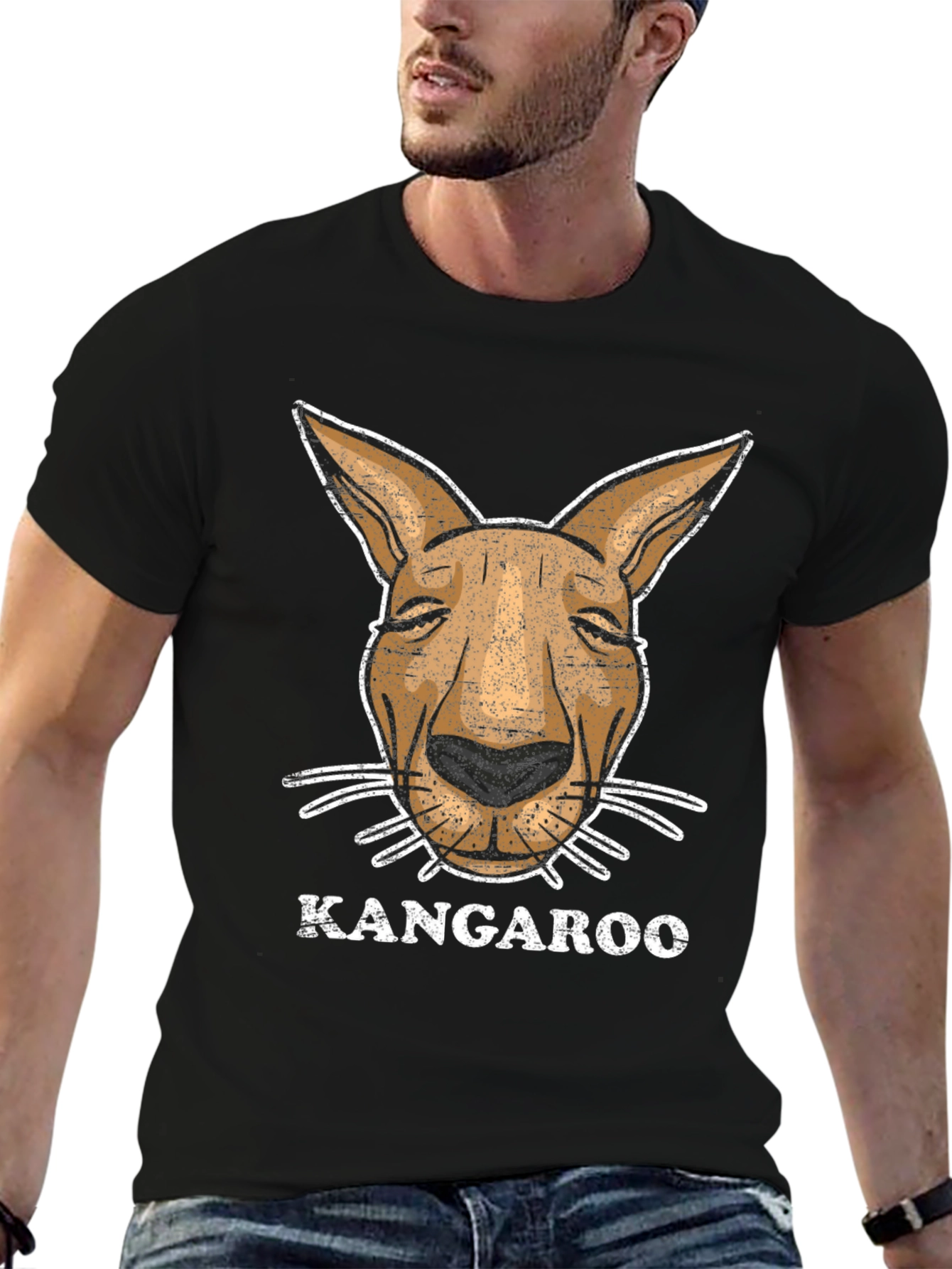 Black Kangaroo Graphic Tee - Novelty Animal Design view 6