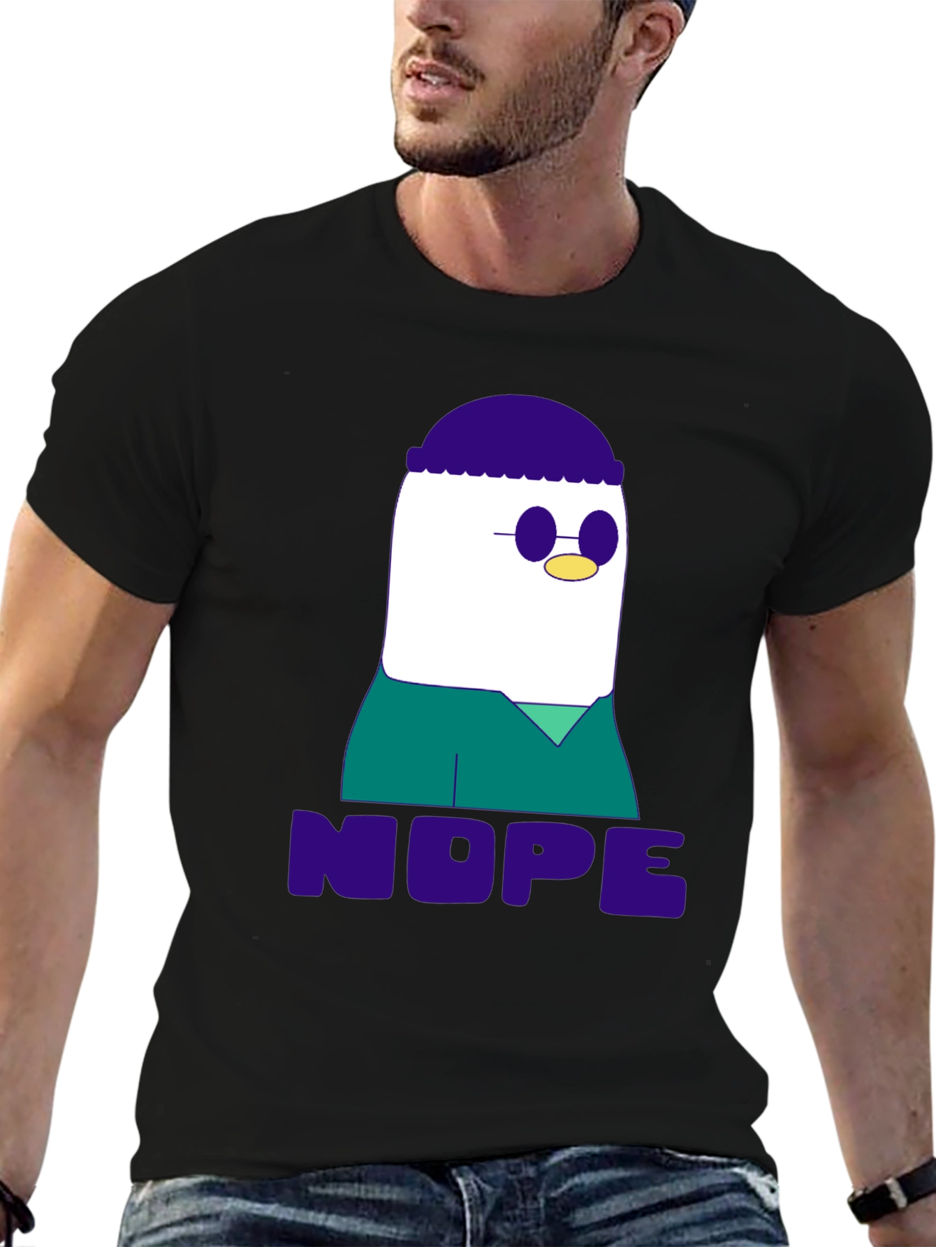 Black Nope T-Shirt - Funny Cartoon Graphic Tee view 6