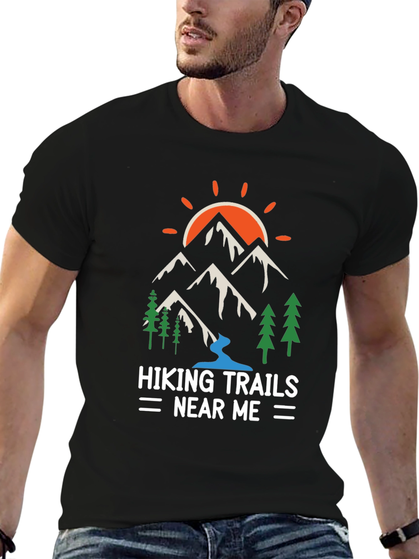 Black Hiking Trails Graphic Tee view 6