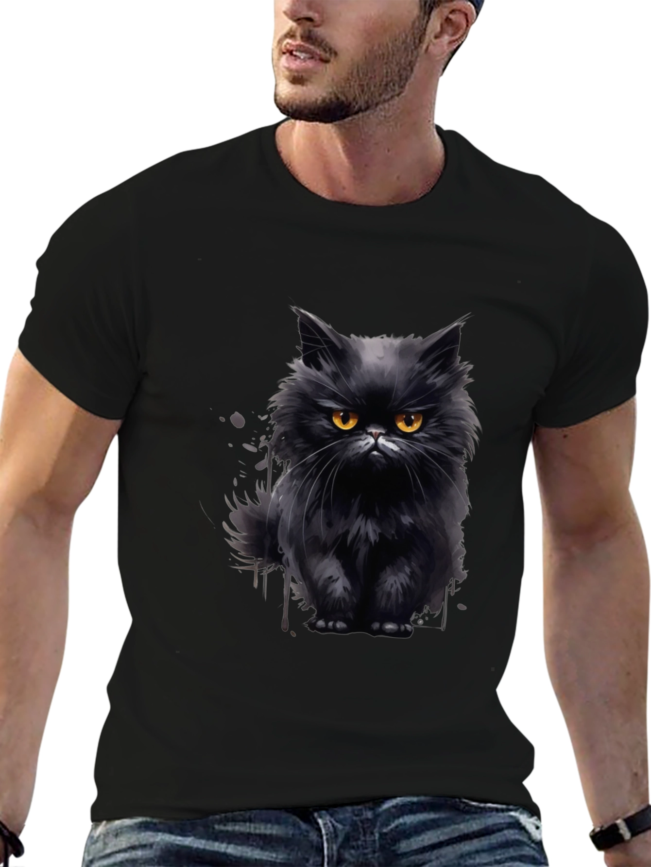 Black Black Cat Graphic T-Shirt - Men's Fashion view 6