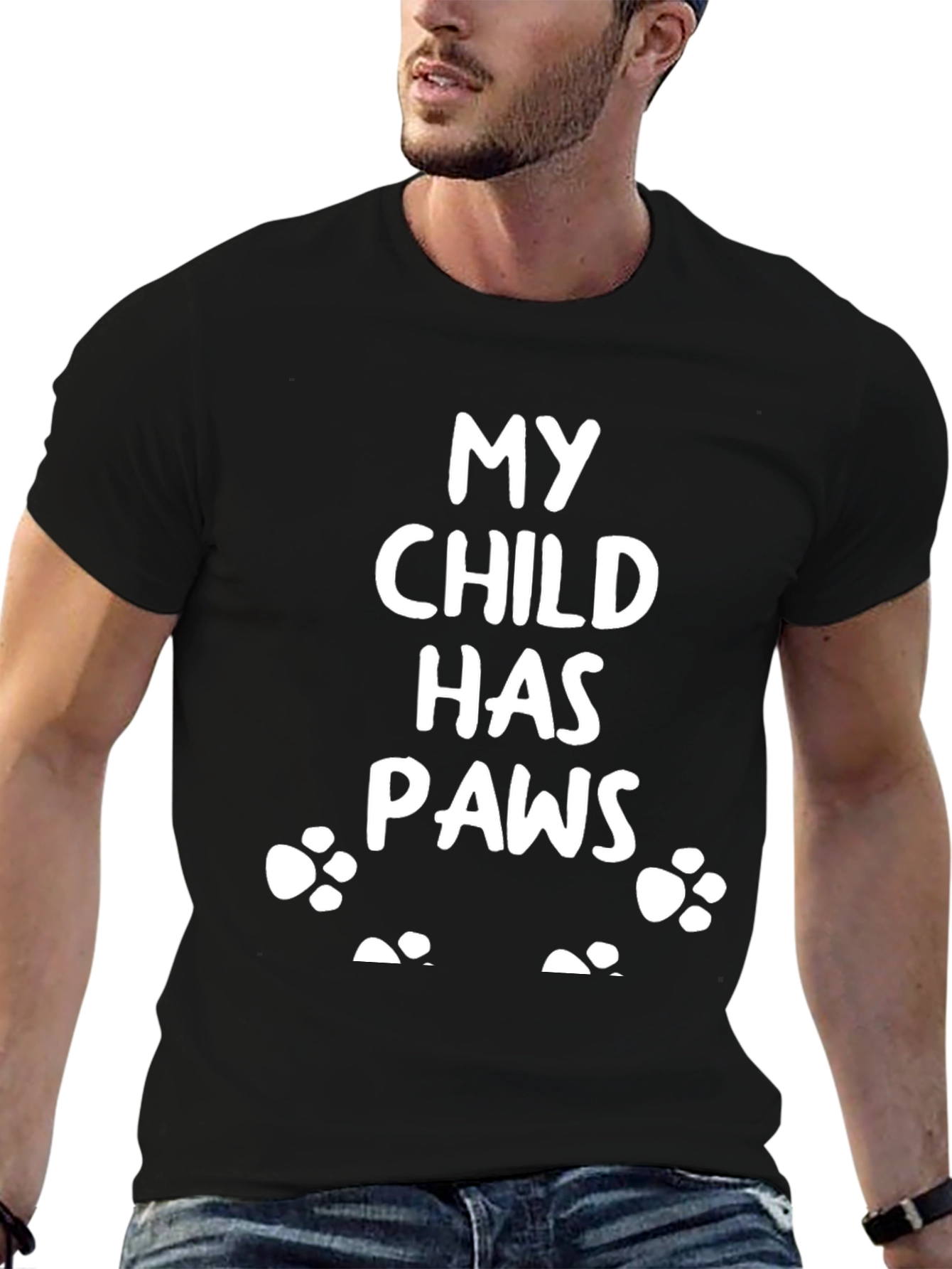 Black My Child Has Paws Black T-Shirt view 6