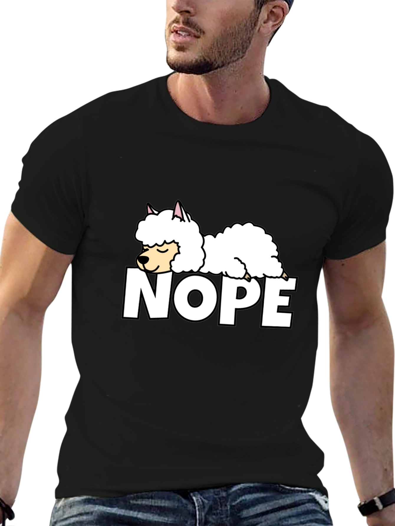 Black Nope Alpaca Graphic T-Shirt - Relaxed Fit view 6