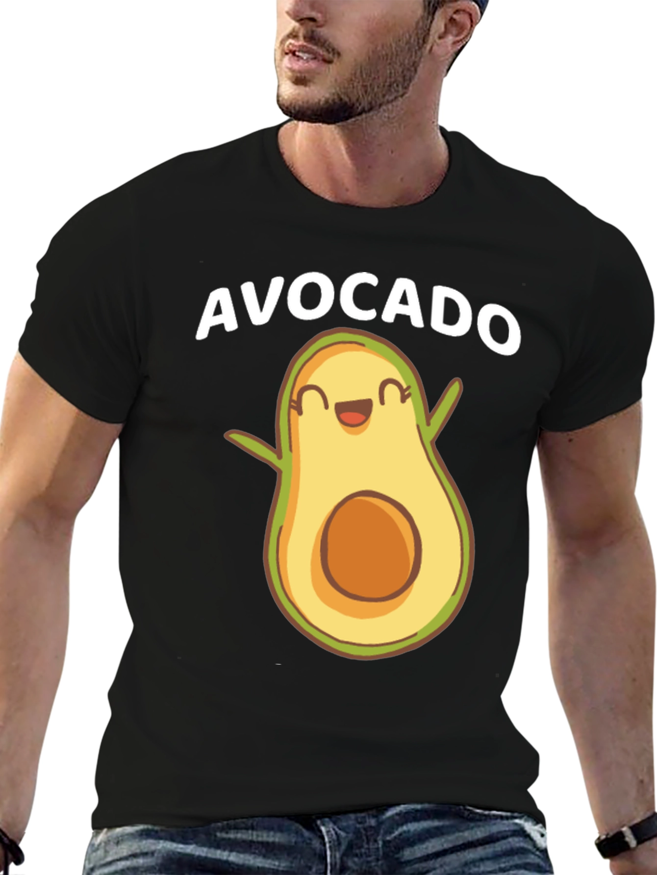 Black Funny Avocado Graphic Tee - Black view 6