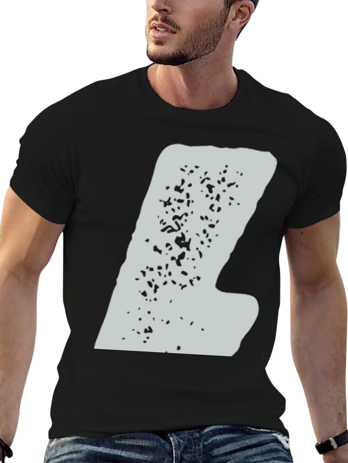 Black Abstract Graphic Print Tee - Men's Black T-Shirt view 6