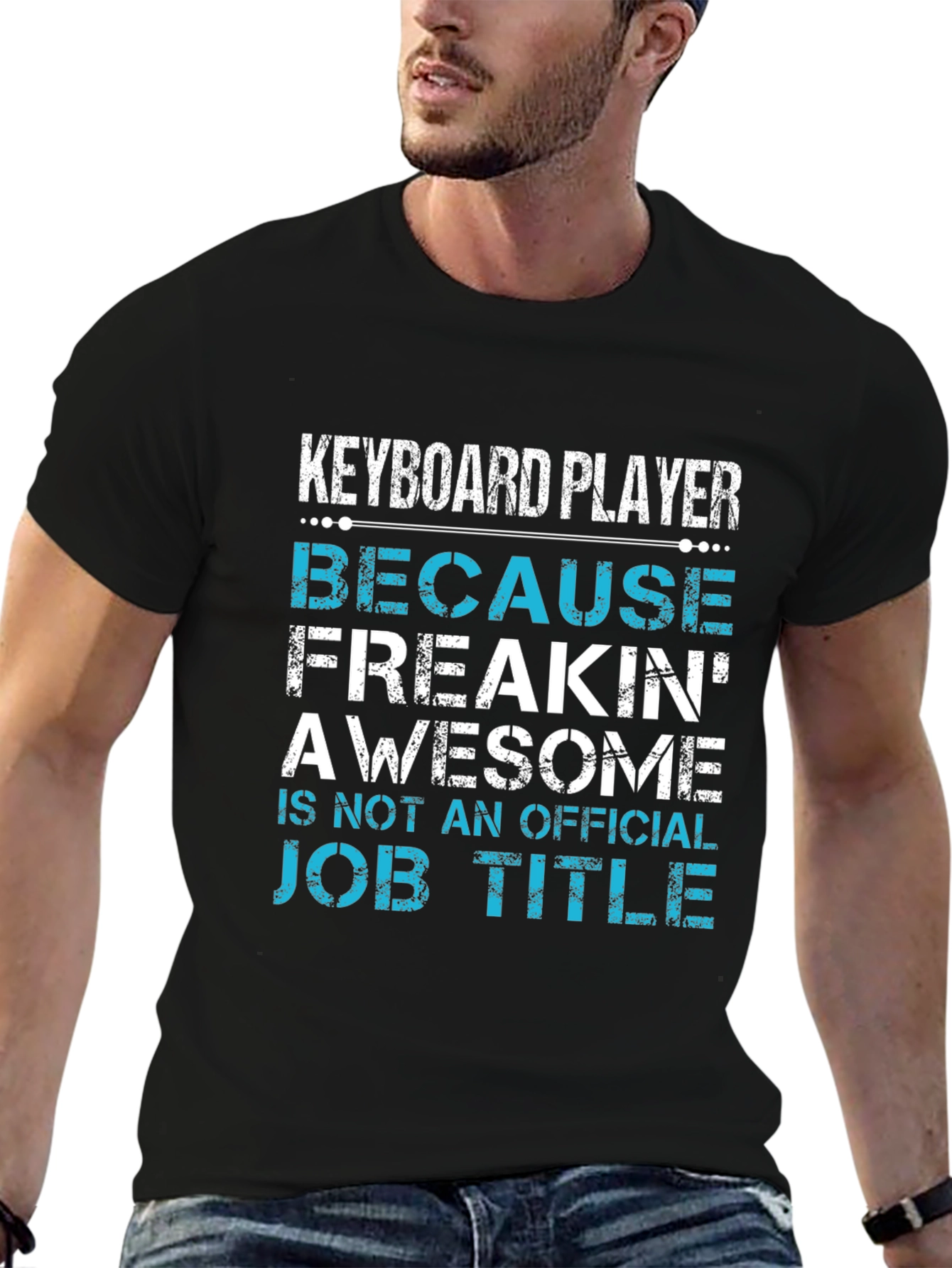 Black Keyboard Player Awesome Job Title Graphic Tee view 6