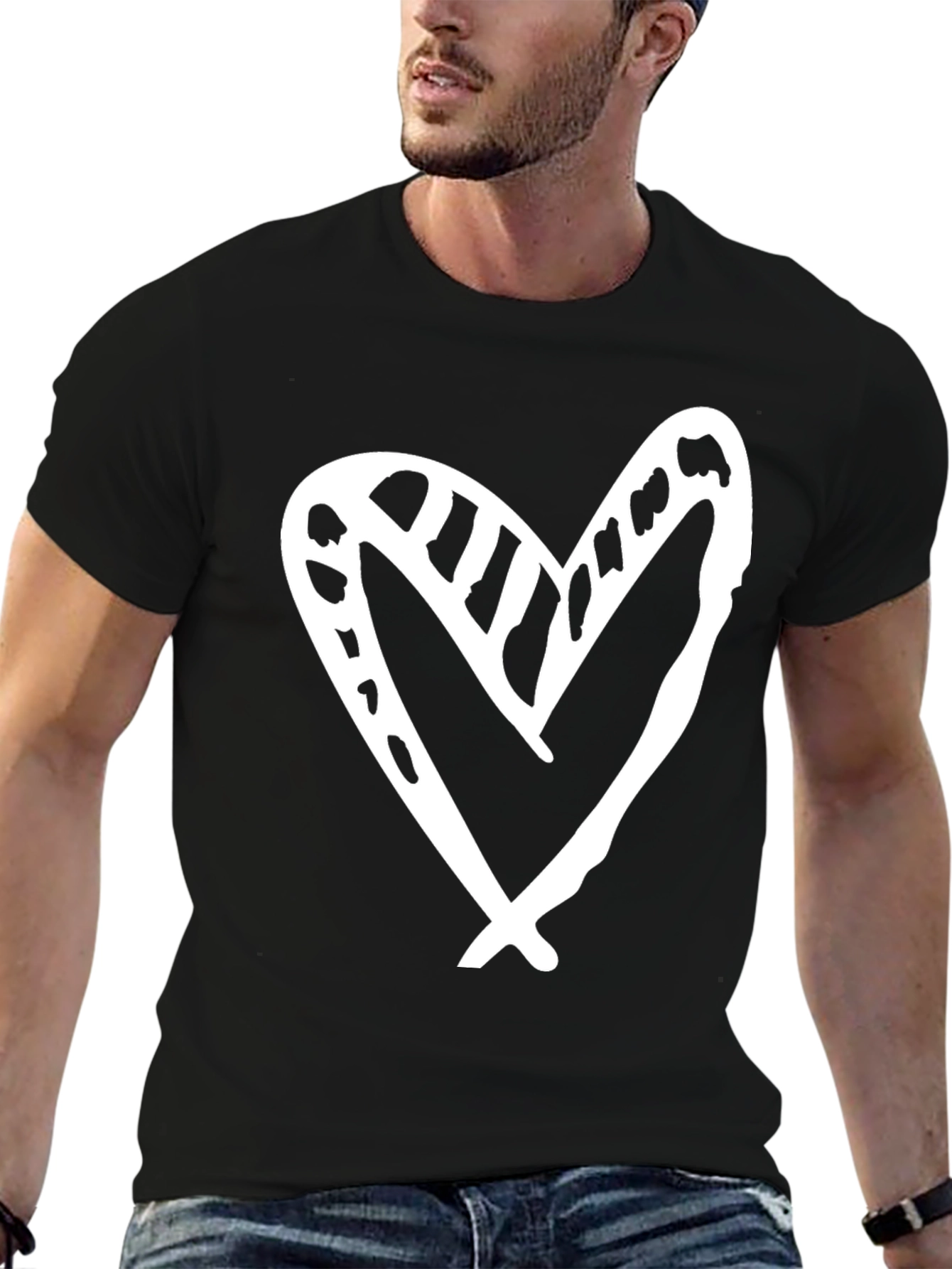 Black Heart Graphic Black Casual T-Shirt view 6