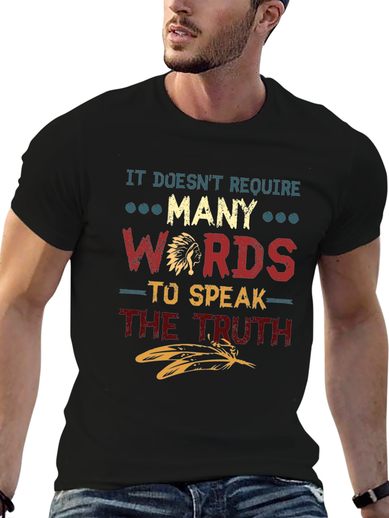 Black Truthful Words Graphic Tee - Stylish Cotton Blend view 6