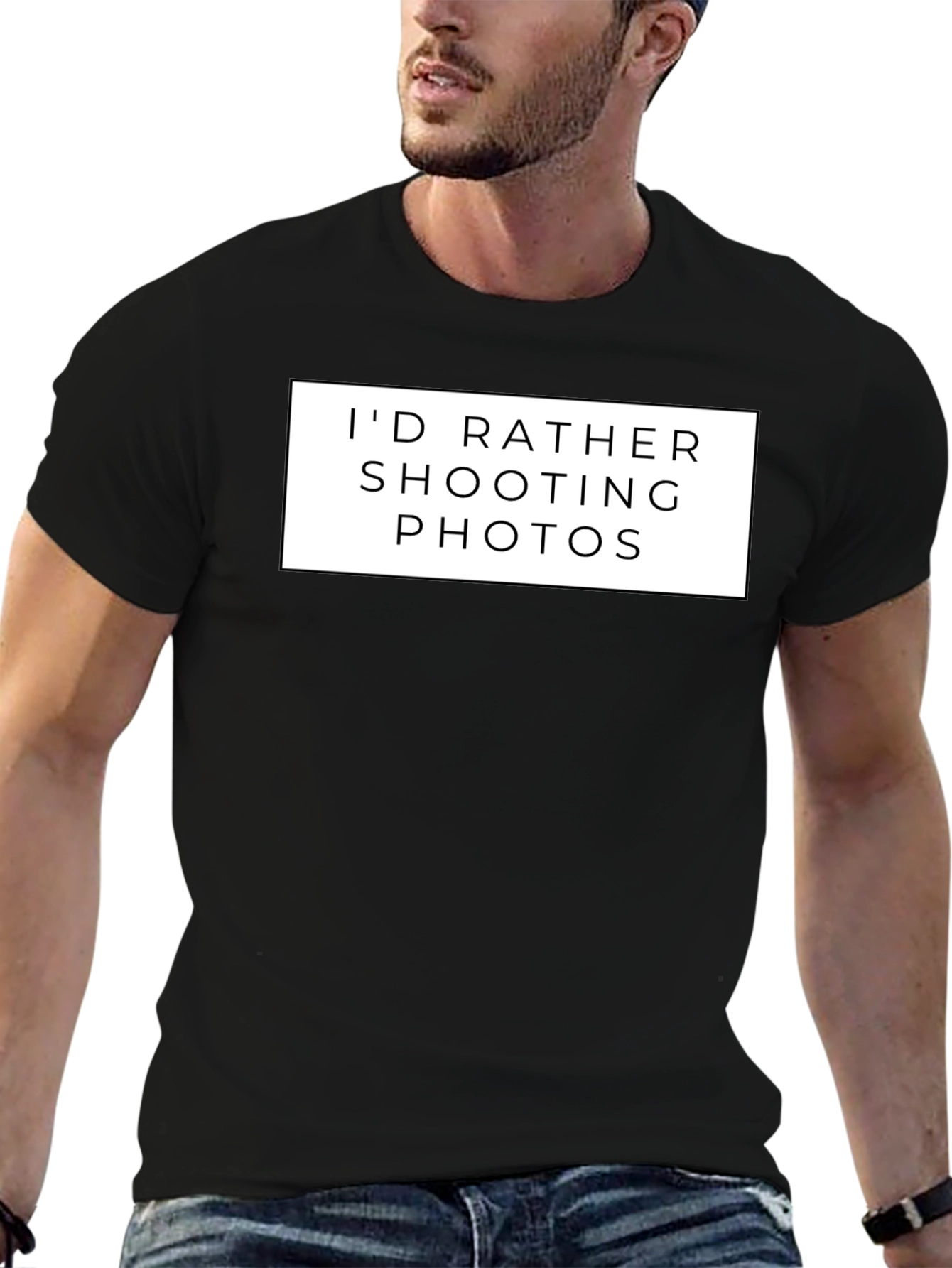Black Photographer's Tee - I'd Rather Shooting Photos - Black view 6