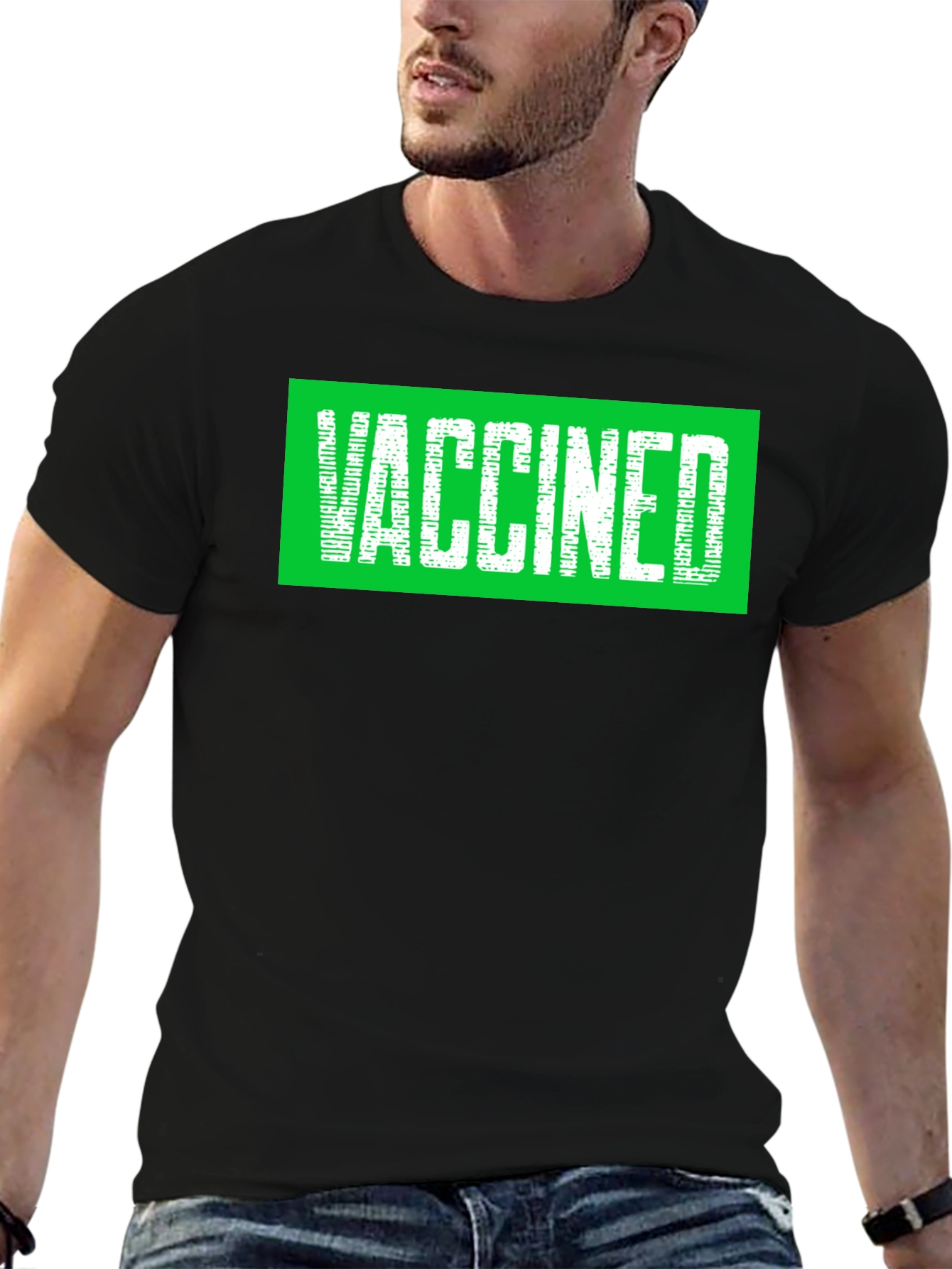 Black Vaccinated Graphic Print T-Shirt view 6