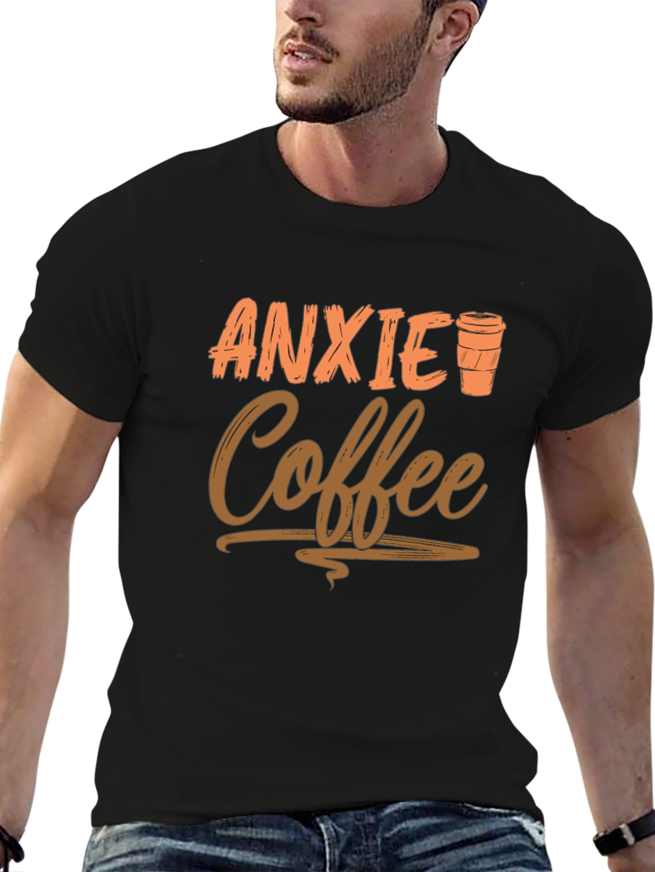 Black Anxiety Coffee Graphic Tee - Relaxed Style view 6