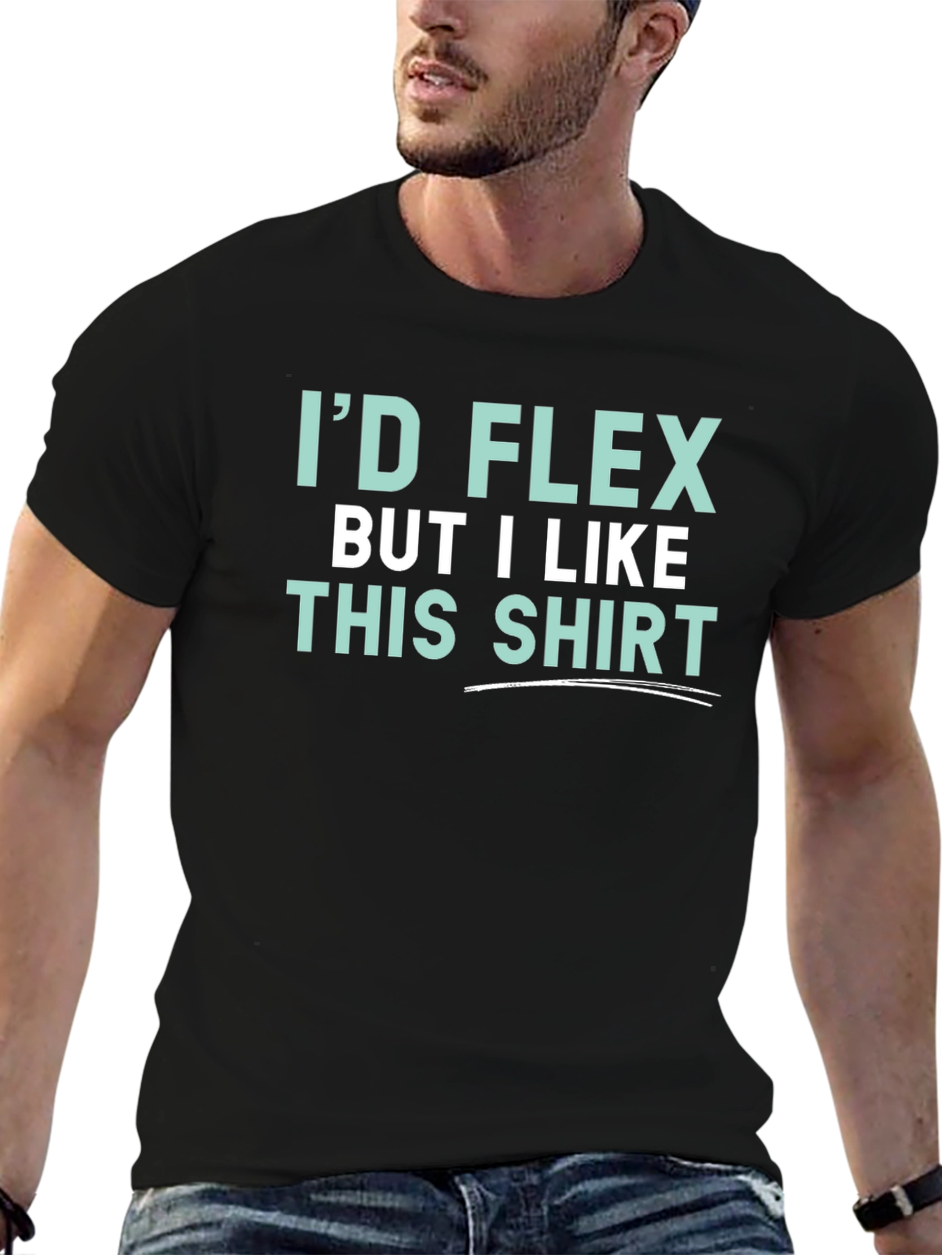 Black Funny Flexing Graphic Tee - I Like This Shirt! view 6