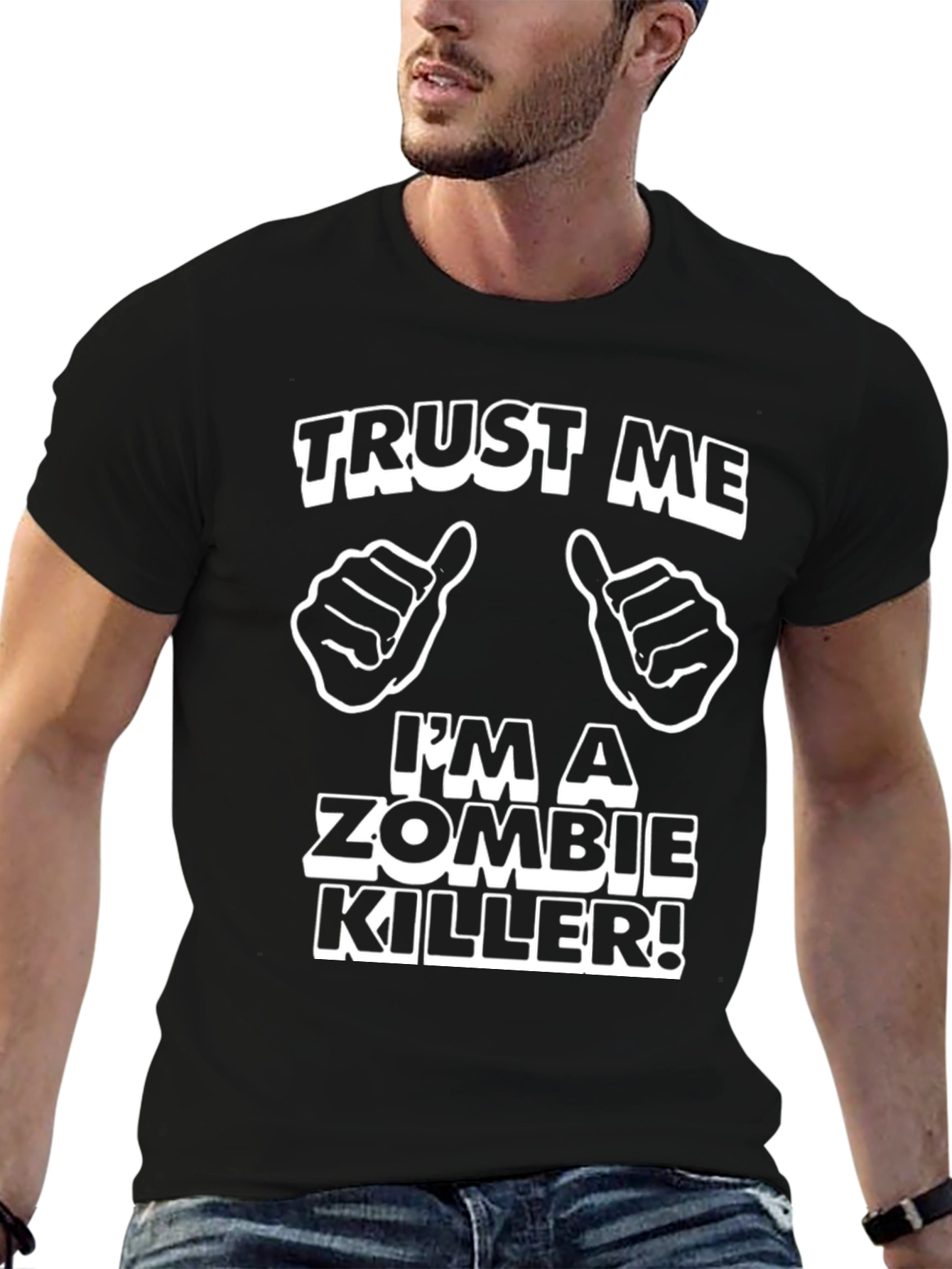 Black Trust Me Zombie Killer T-Shirt Funny Novelty Tee view 6