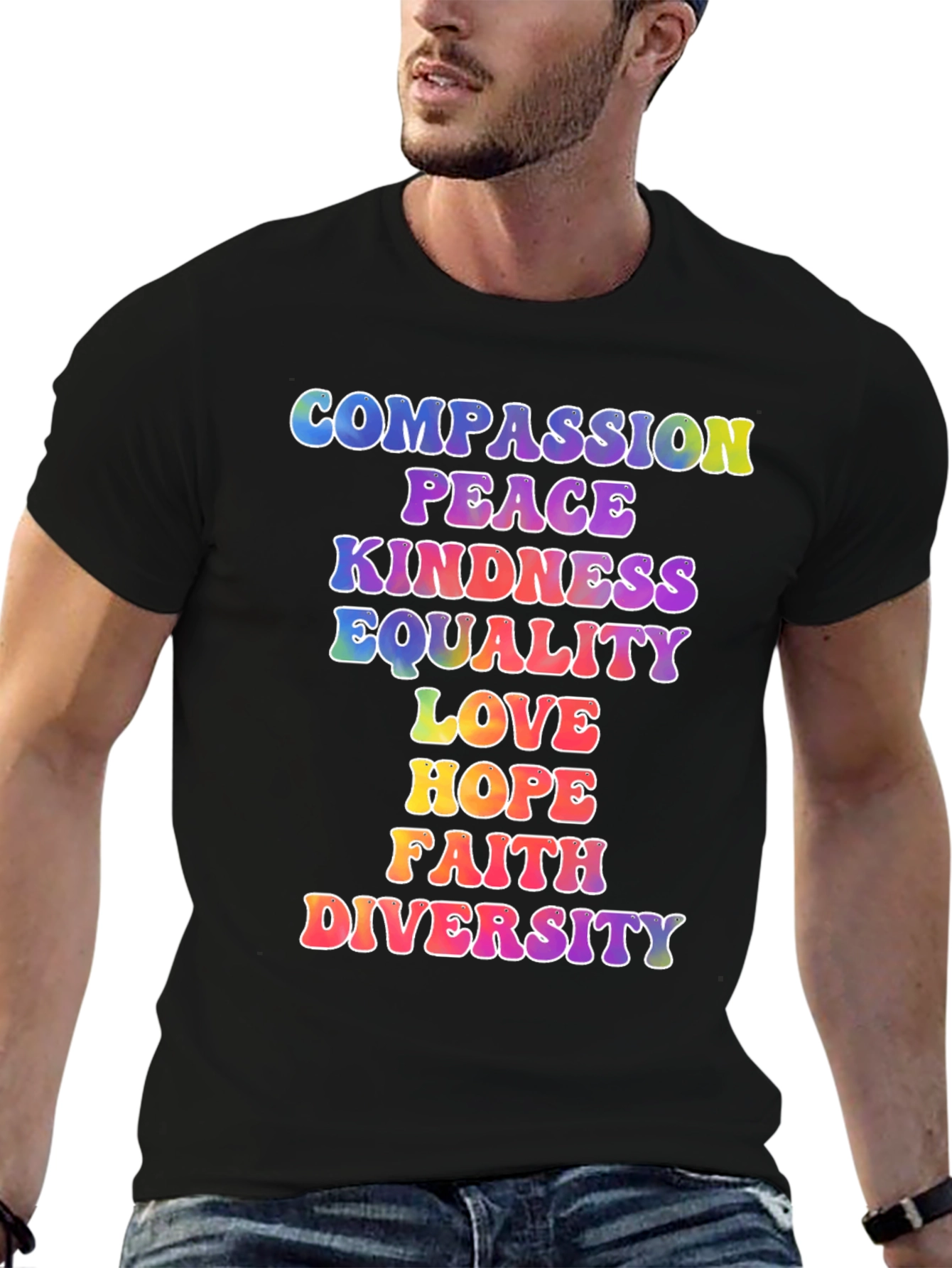 Black Compassion Peace Kindness Equality T-Shirt view 6