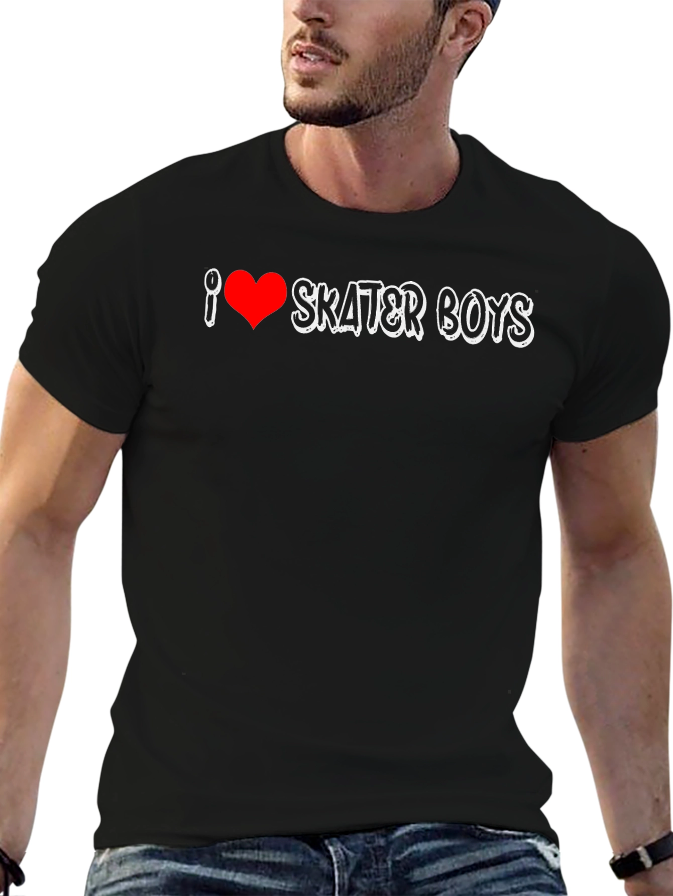Black I Heart Skater Boys Black T-Shirt view 6