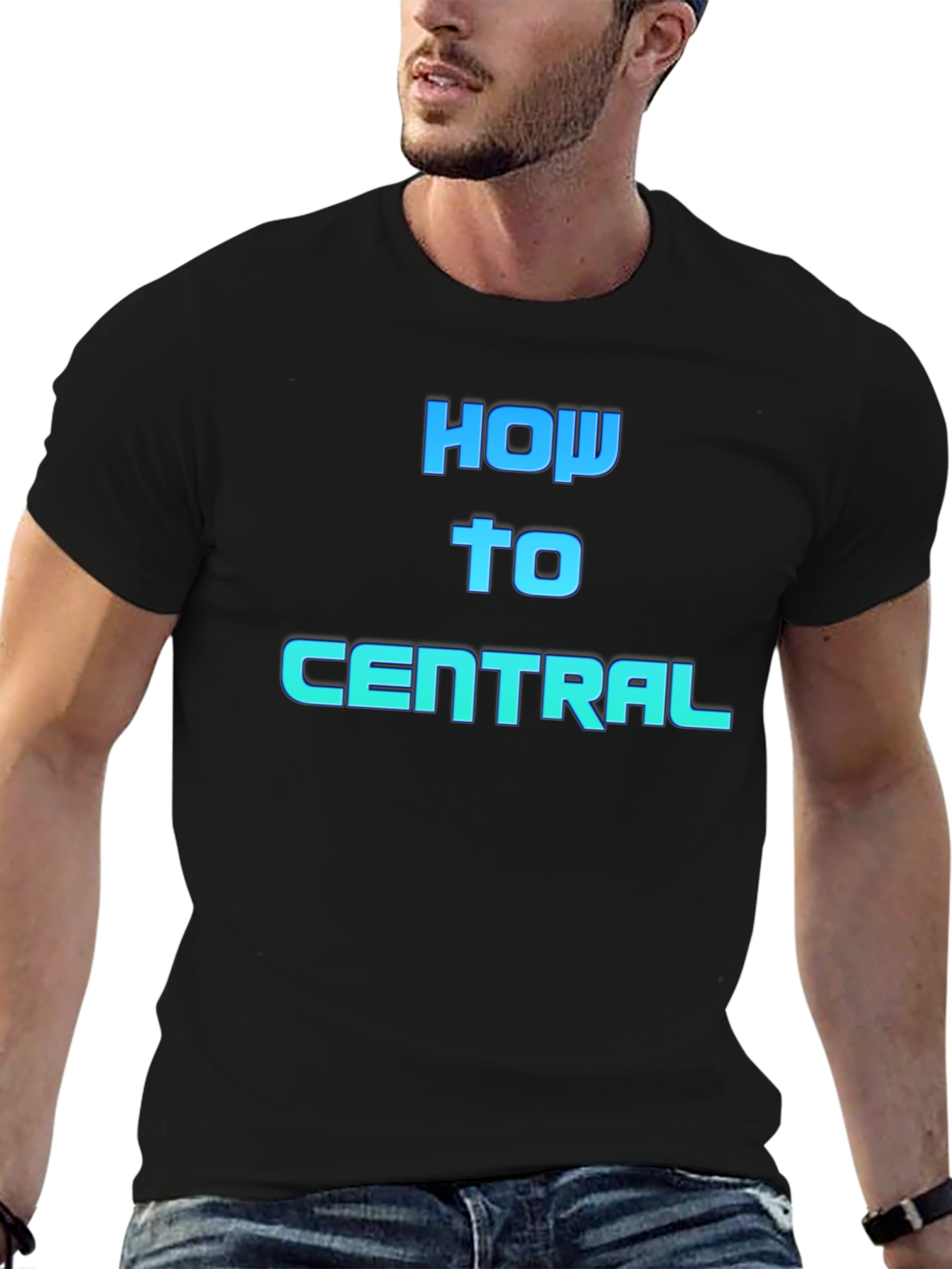 Black How To Central Graphic Tee - Black Cotton Blend view 6