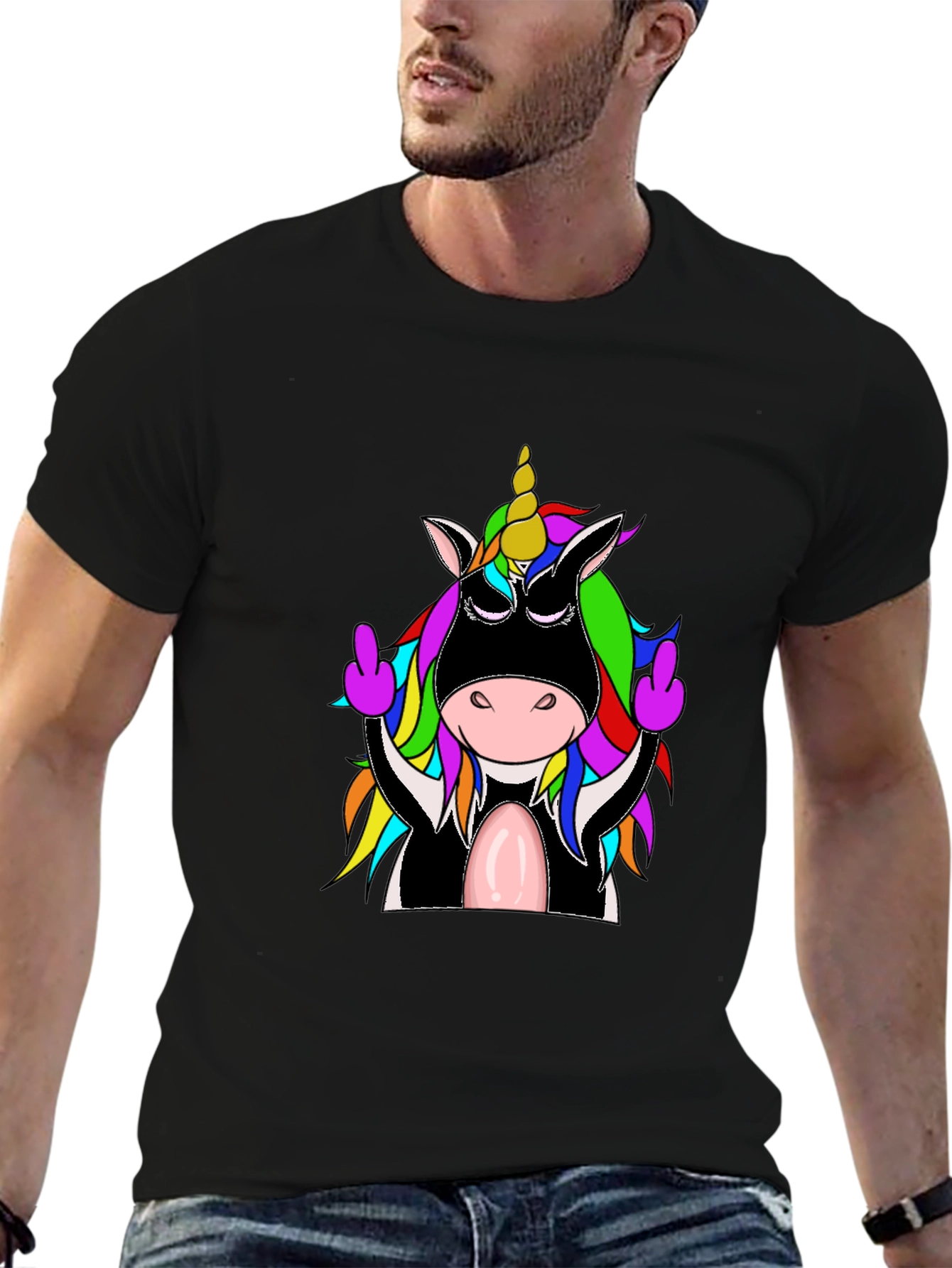 Black Rebellious Unicorn T-Shirt, Funny Graphic Tee view 6