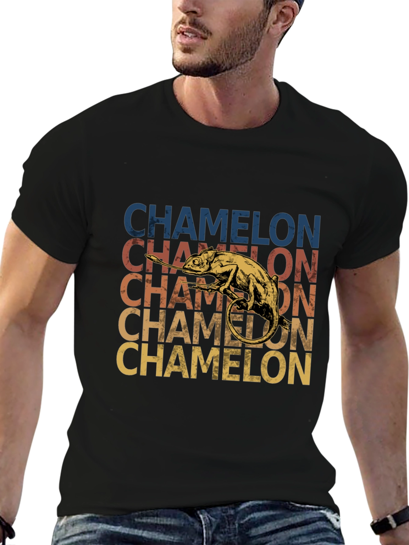 Black Chameleon Graphic Tee - Retro Style view 6