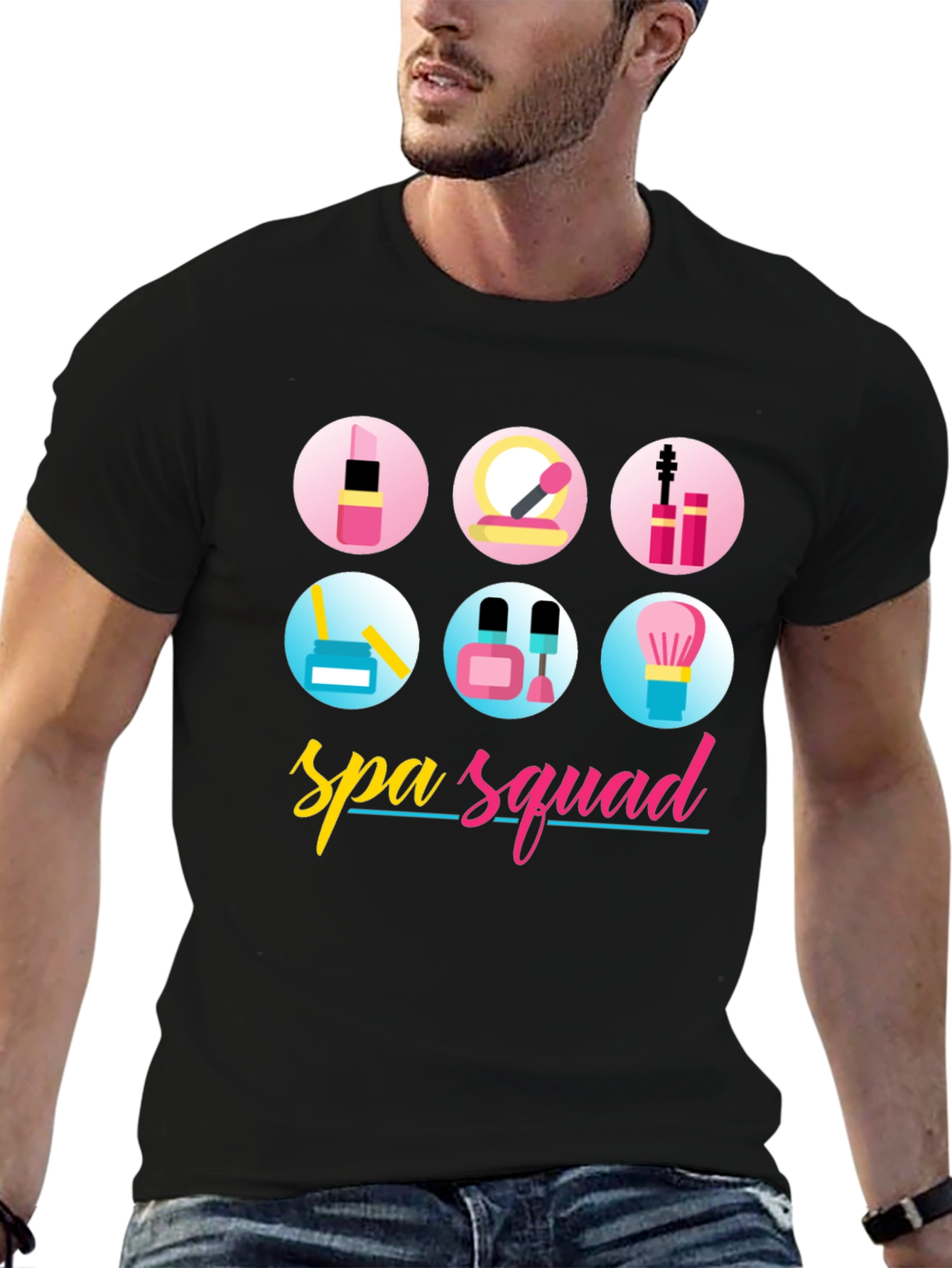 Black Spa Squad Graphic T-Shirt - Black Cotton Tee view 6