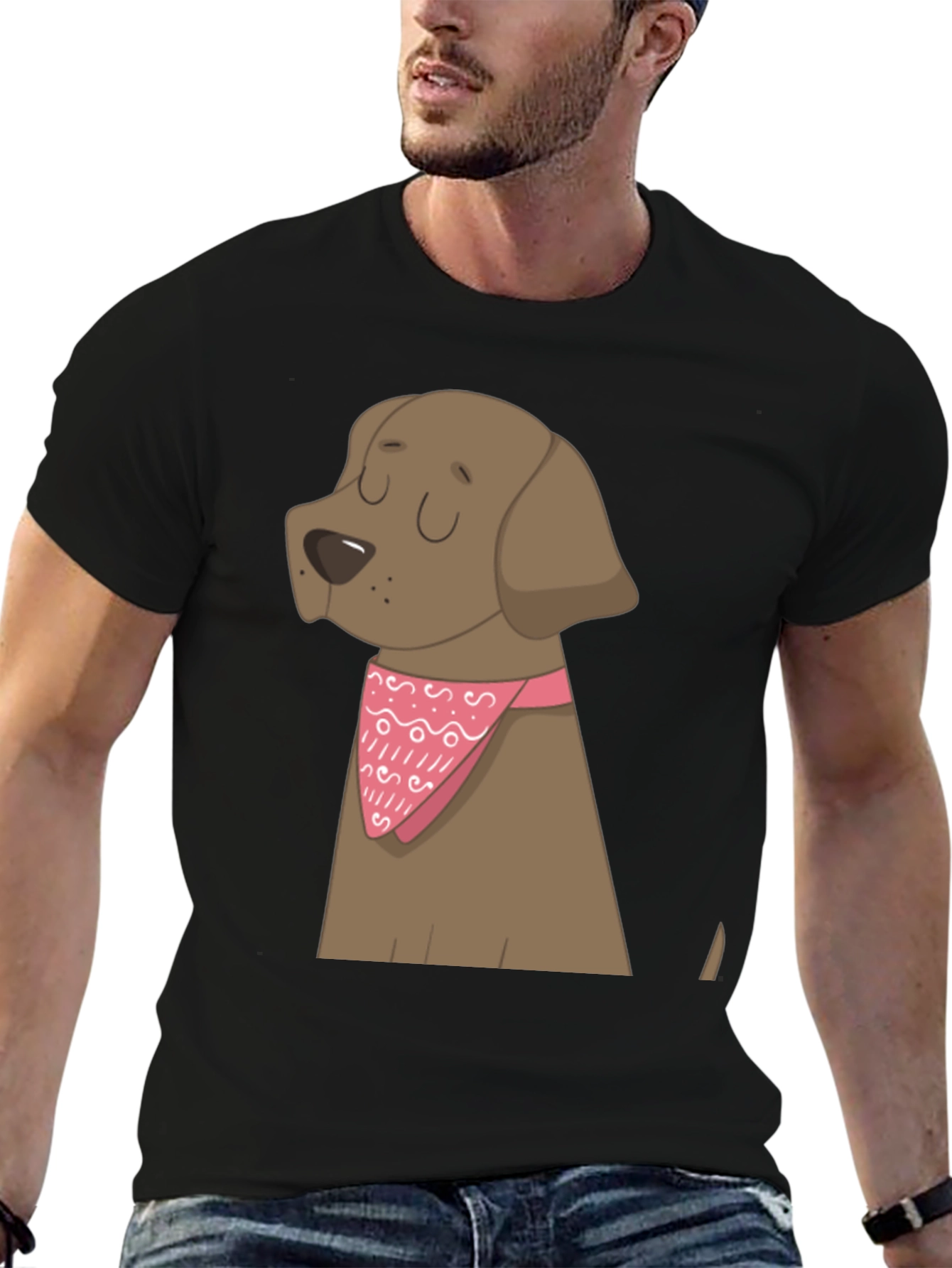 Black Dog Graphic T-Shirt, Black Cotton Blend view 6