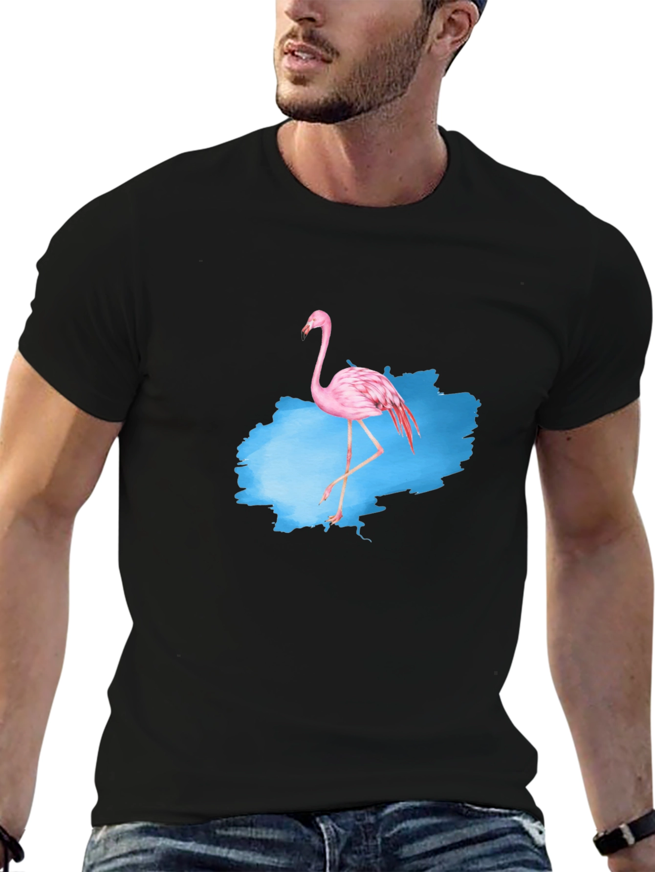 Black Flamingo Graphic Tee - Men's Black T-Shirt view 6