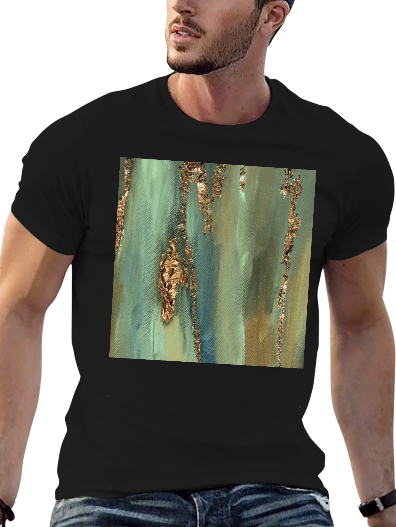 Black Abstract Art Print Tee - Stylish and Unique Design view 6