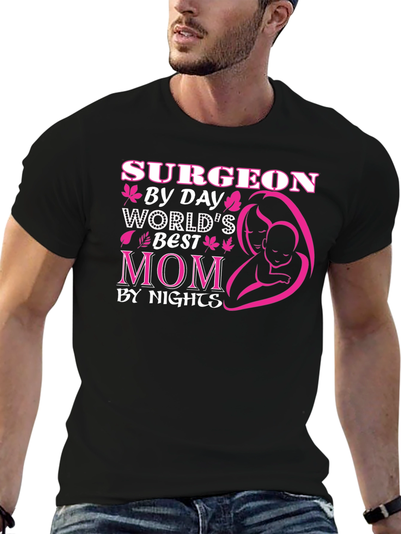Black Surgeon Mom T-Shirt - Worlds Best Mom view 6