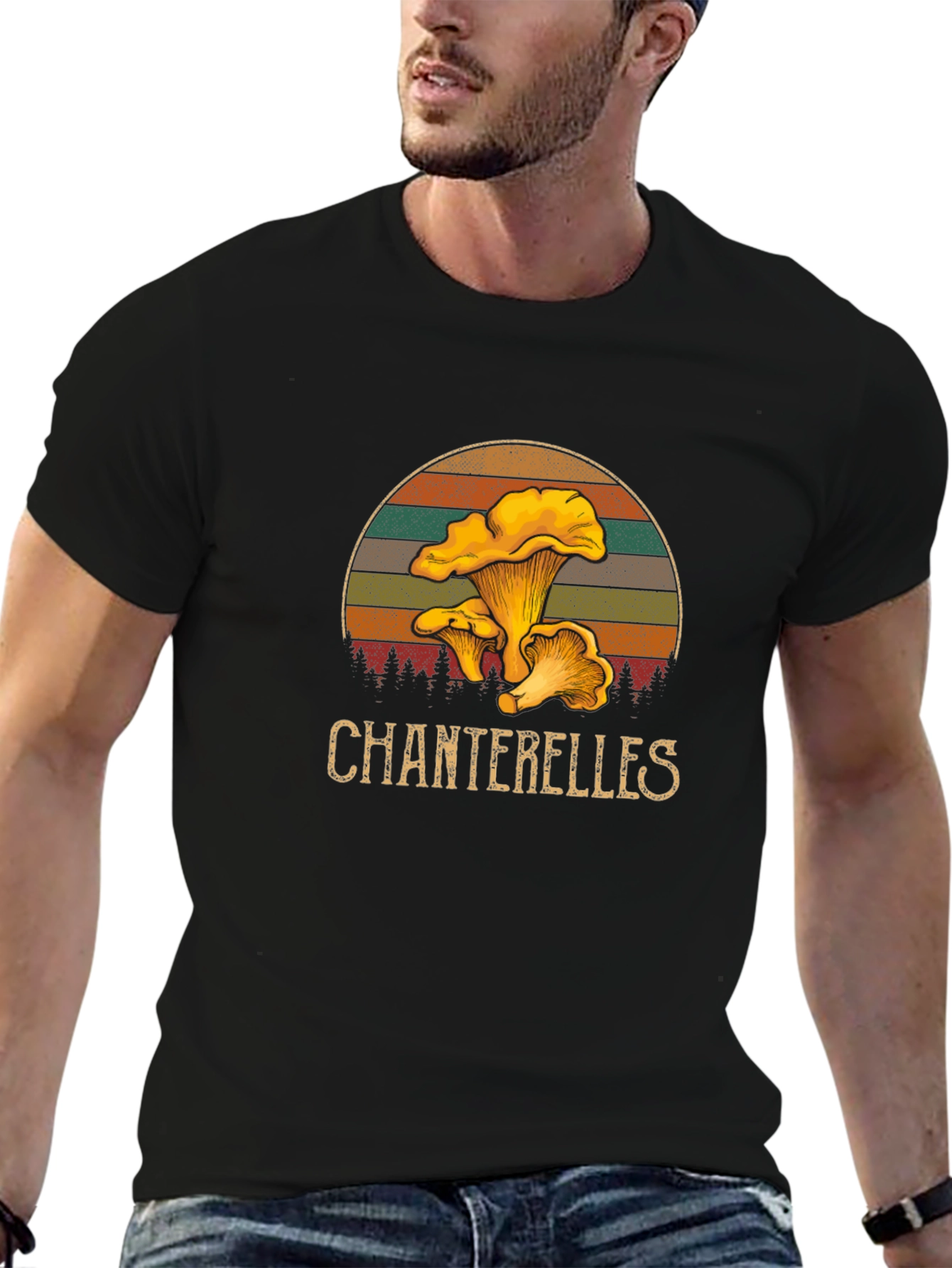 Black Chanterelle Mushroom Graphic T-Shirt view 6