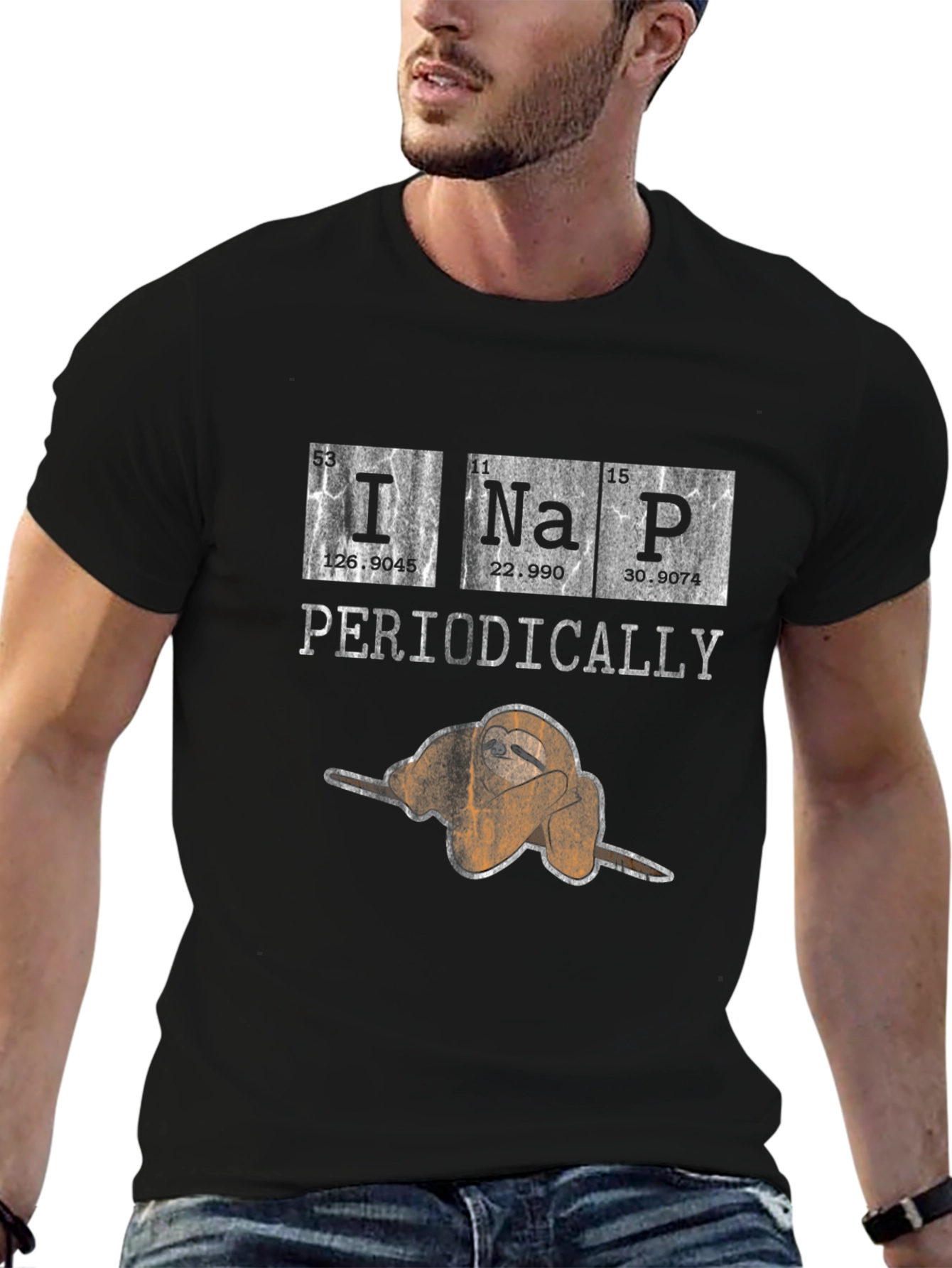 Black Periodically Nap Sloth Graphic T-Shirt view 6
