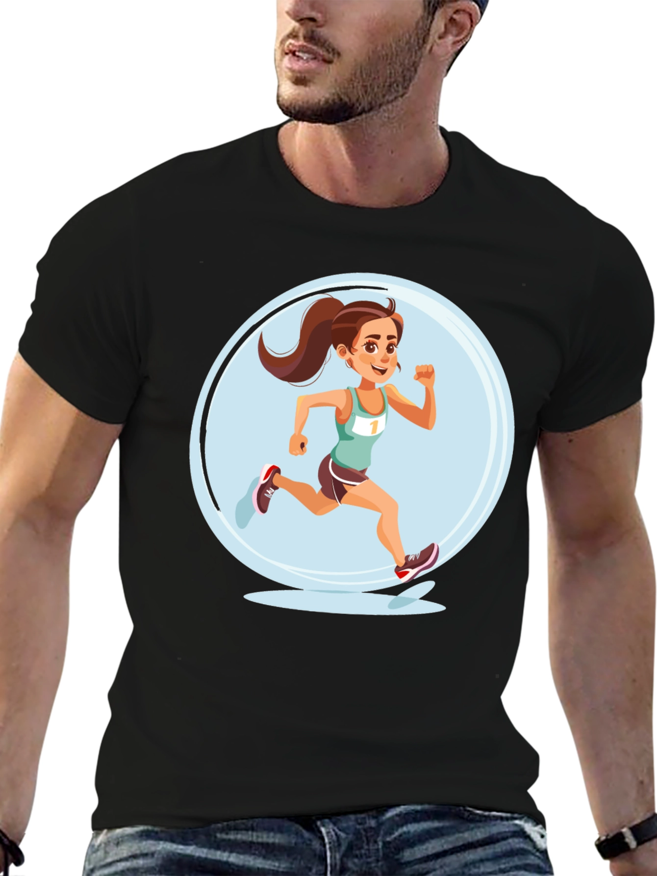 Black Running Girl Graphic Tee view 6
