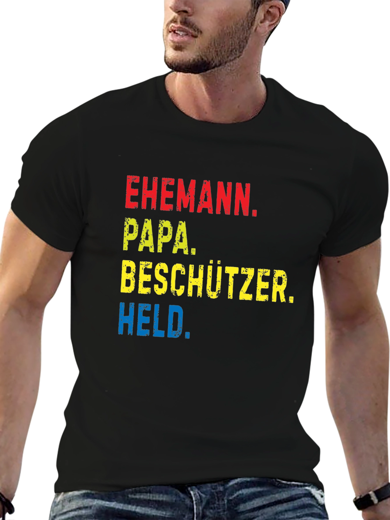Black Ehemann Papa Beschützer Held Black T-Shirt view 6
