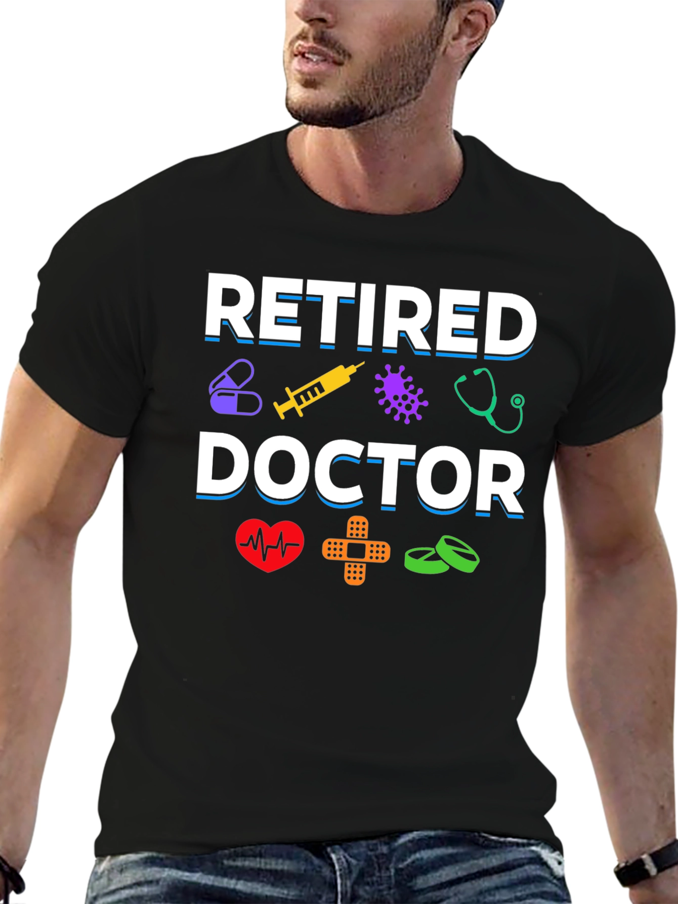 Black Retired Doctor Graphic T-Shirt view 6