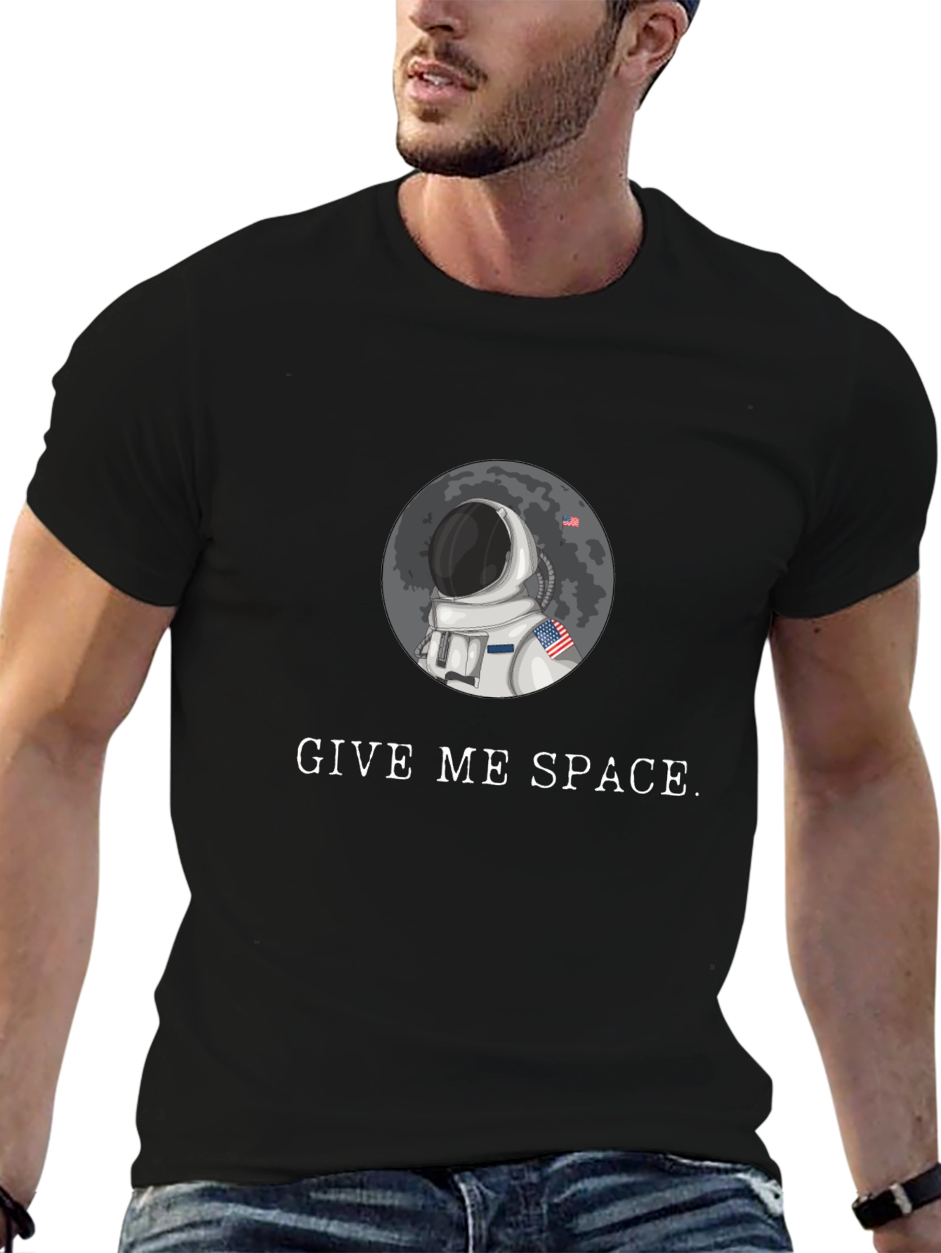 Black Give Me Space Astronaut Graphic Tee - Black Cotton Blend view 6