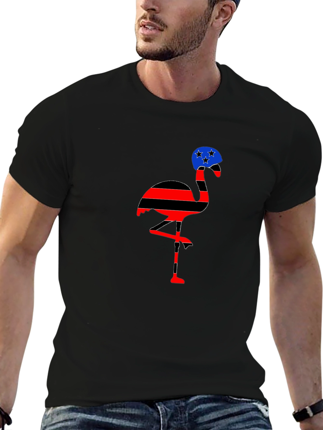 Black Funky Flamingo Graphic T-Shirt view 6