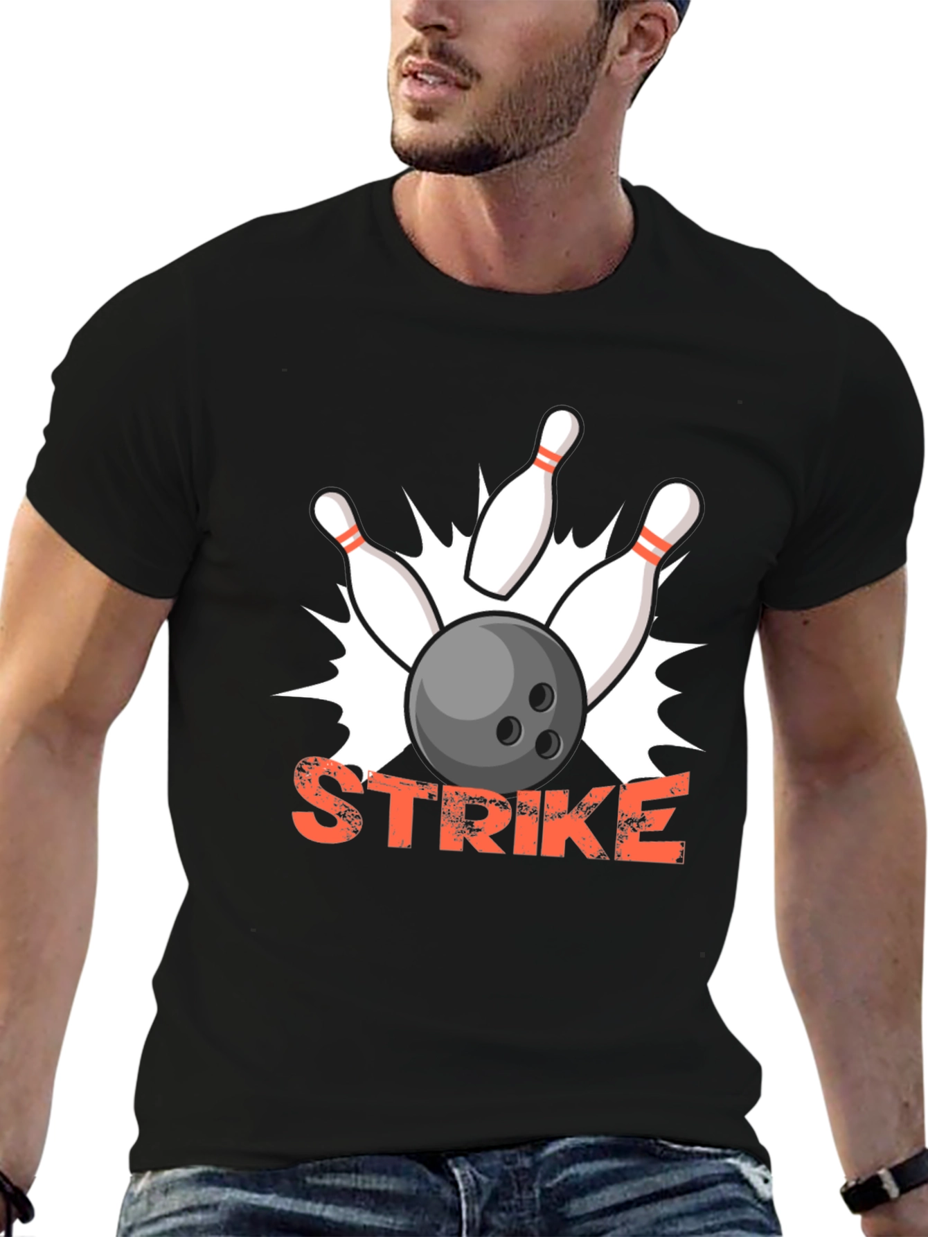 Black Strike Bowling T-Shirt - Fun & Unique Design view 6