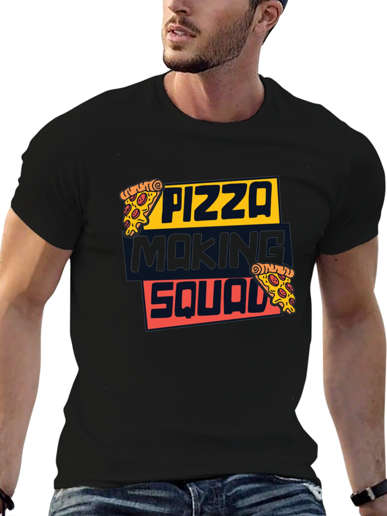 Black Pizza Making Squad Graphic Tee view 6