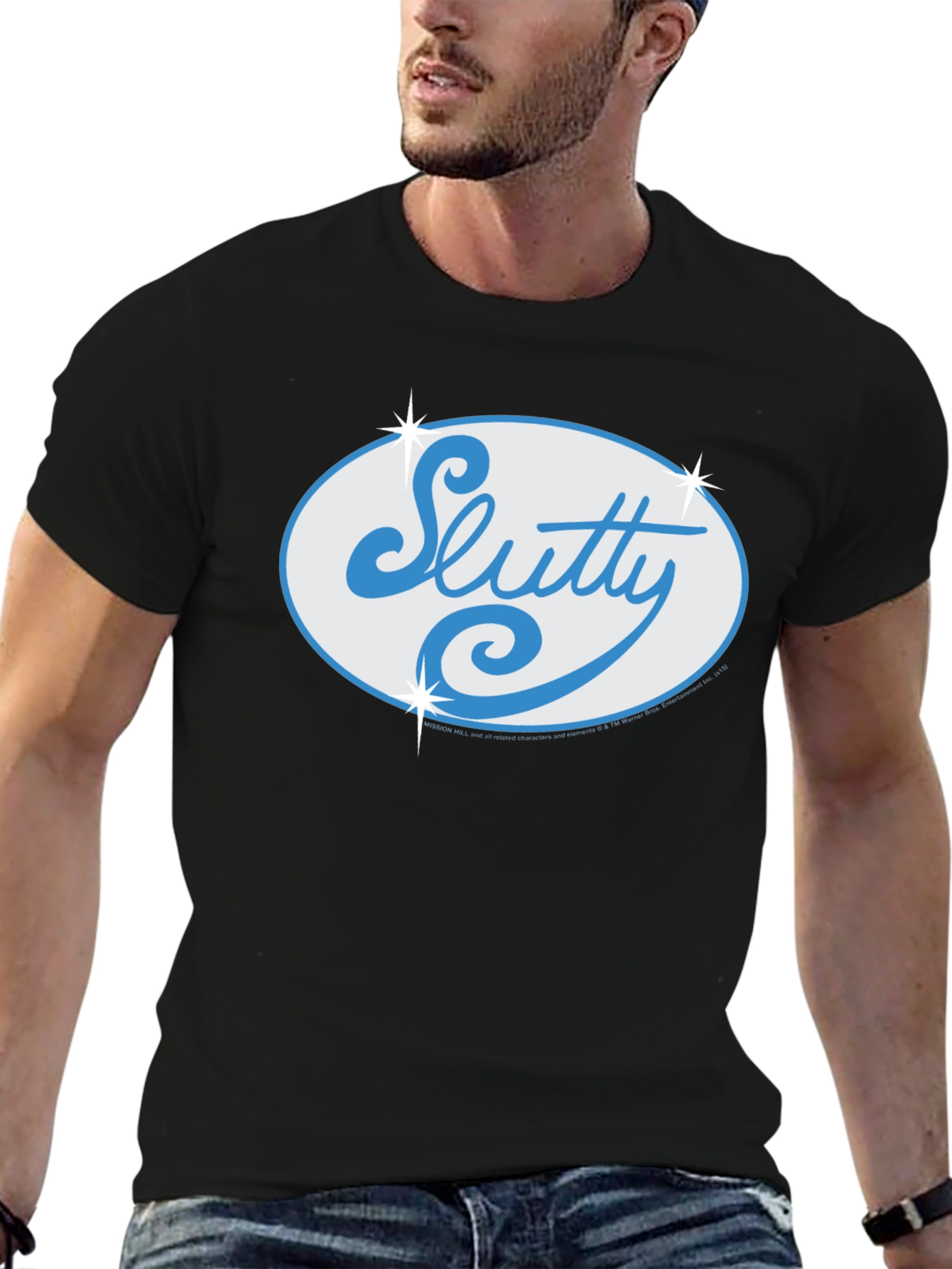 Black Slutty Script Logo Black T-Shirt view 6