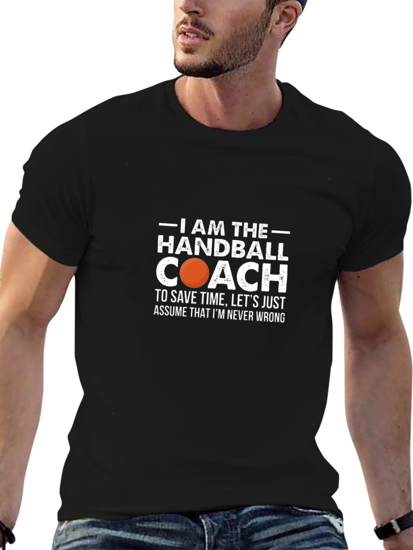 Black Handball Coach T-Shirt: Funny Gift for Coaches view 6