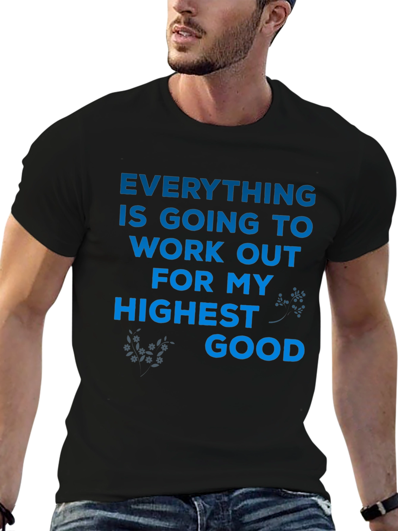 Black Inspirational Message Tee: Everything Will Work Out view 6