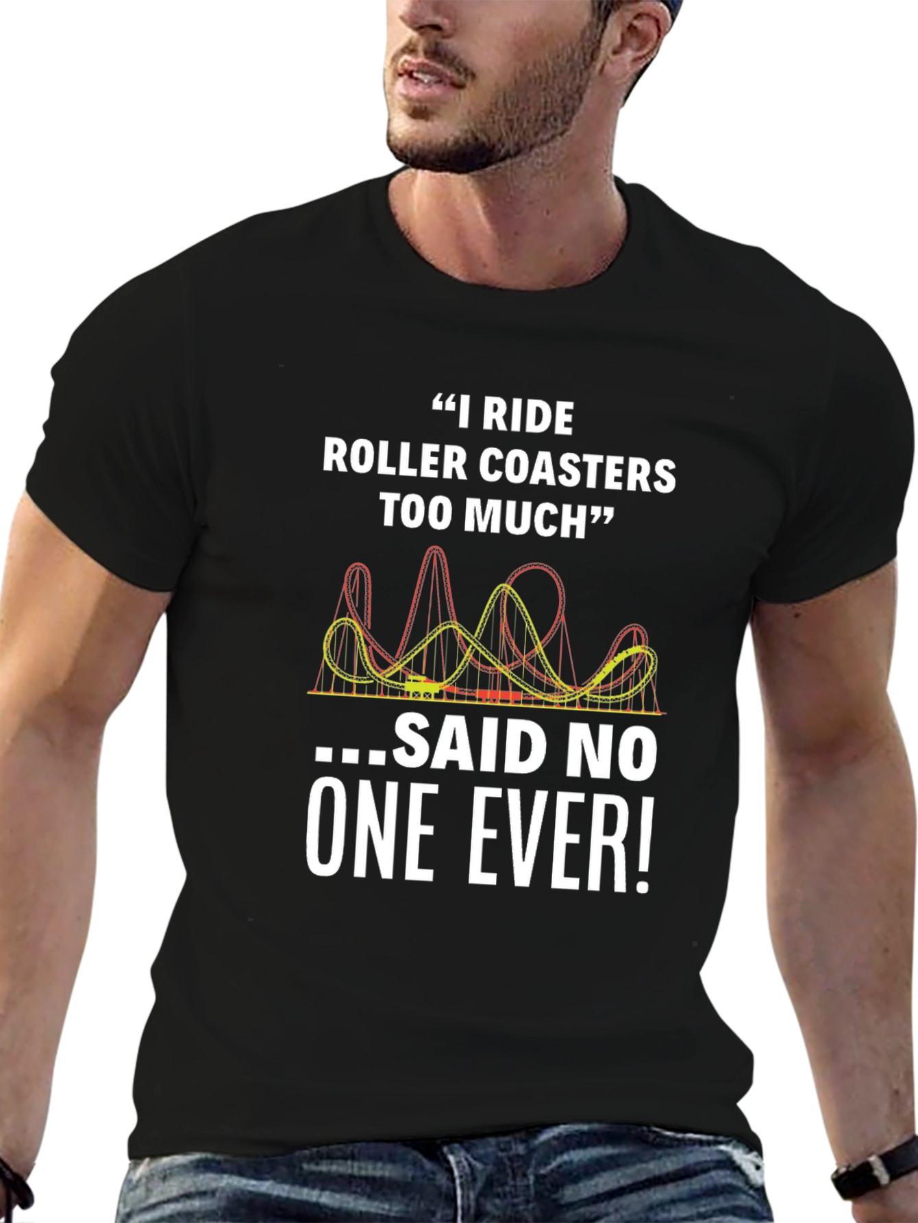 Black Funny Roller Coaster T-Shirt - Rides Too Much view 6