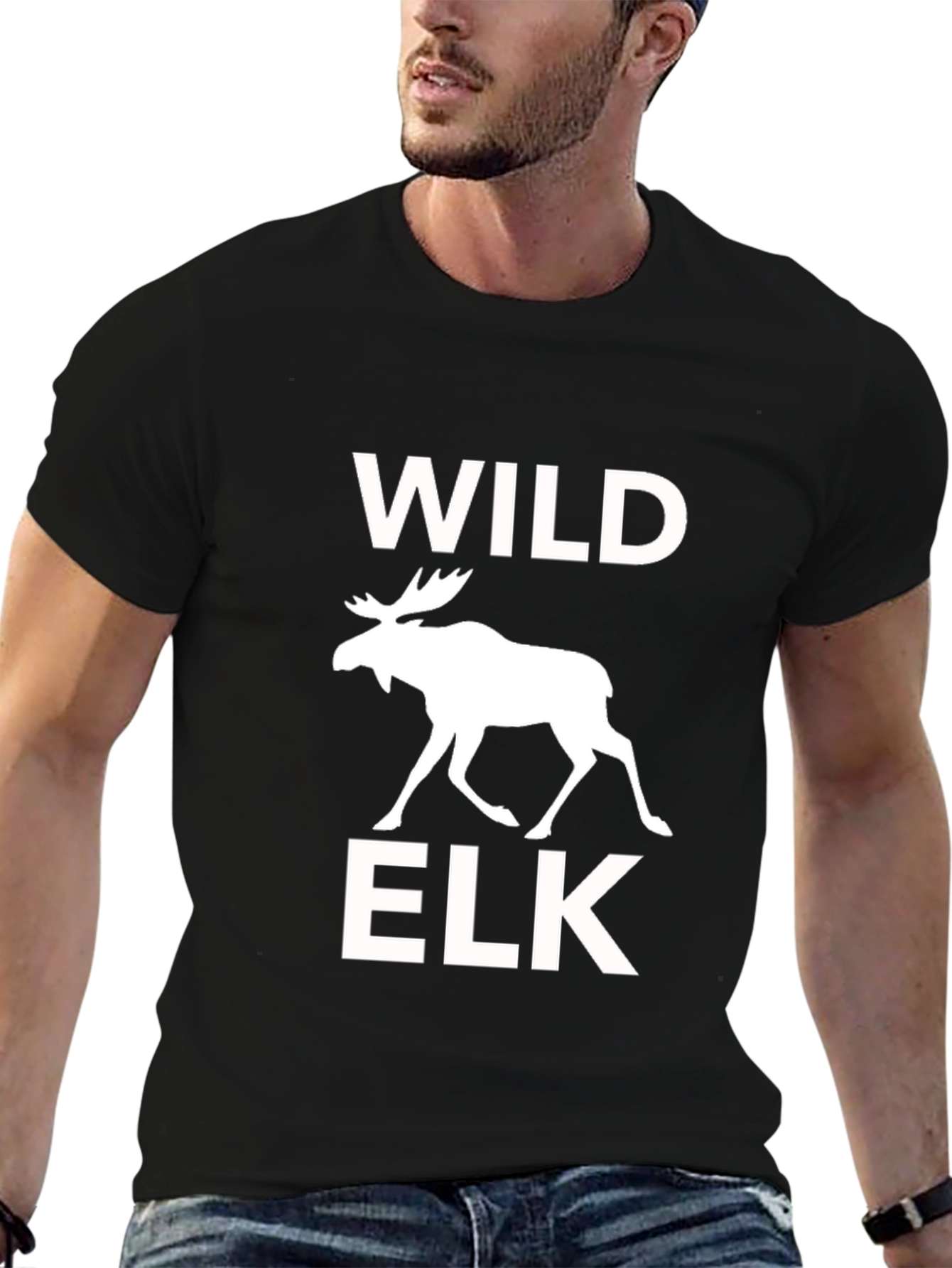 Black Wild Elk T-Shirt - Cool Nature Graphic Tee view 6